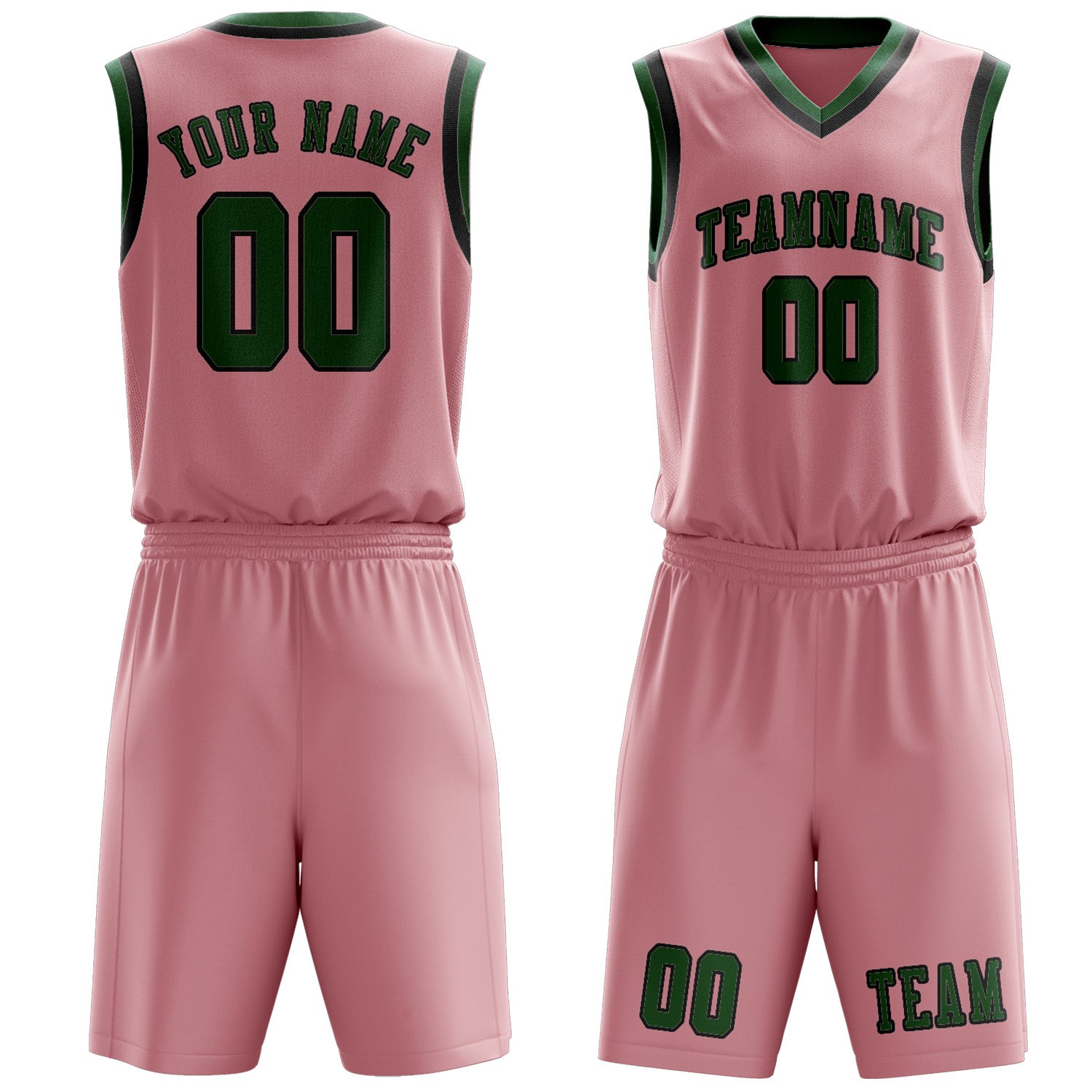 Benutzerdefiniertes Professionelles Rosa Moosgrün Basketballtrikot-Set