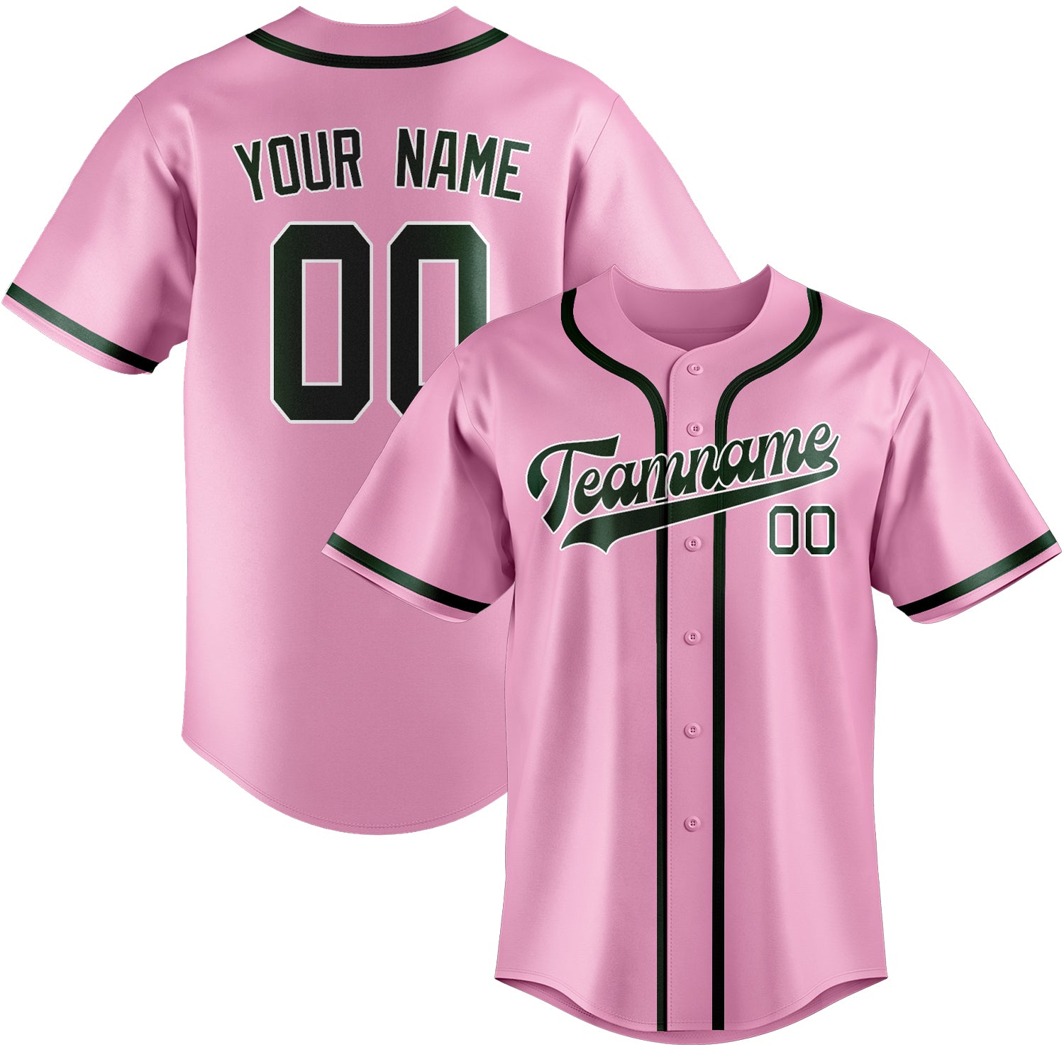 Benutzerdefiniertes Professionelles Rosa Moosgrün Baseballtrikot