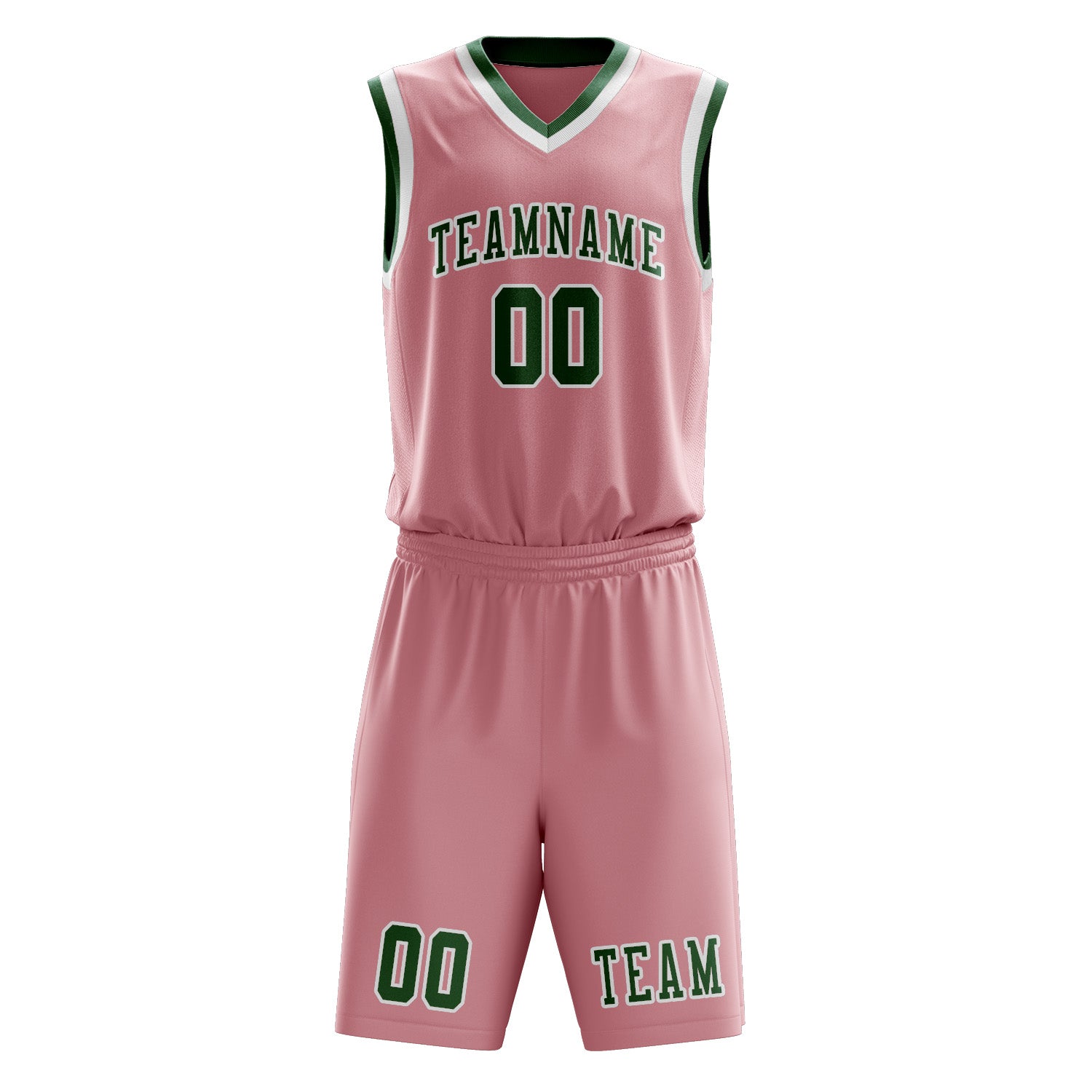 Benutzerdefiniertes Professionelles Rosa Moosgrün Basketballtrikot-Set