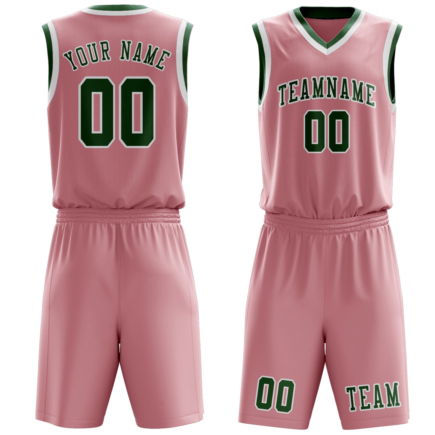 Benutzerdefiniertes Professionelles Rosa Moosgrün Basketballtrikot-Set