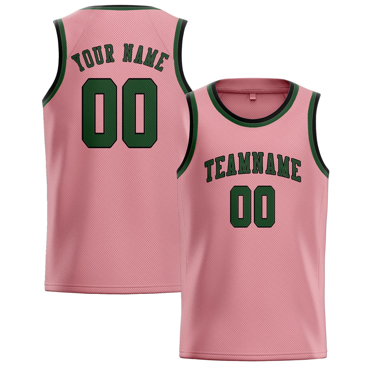 Benutzerdefiniertes Professionelles Rosa Tannengrün Basketballtrikot