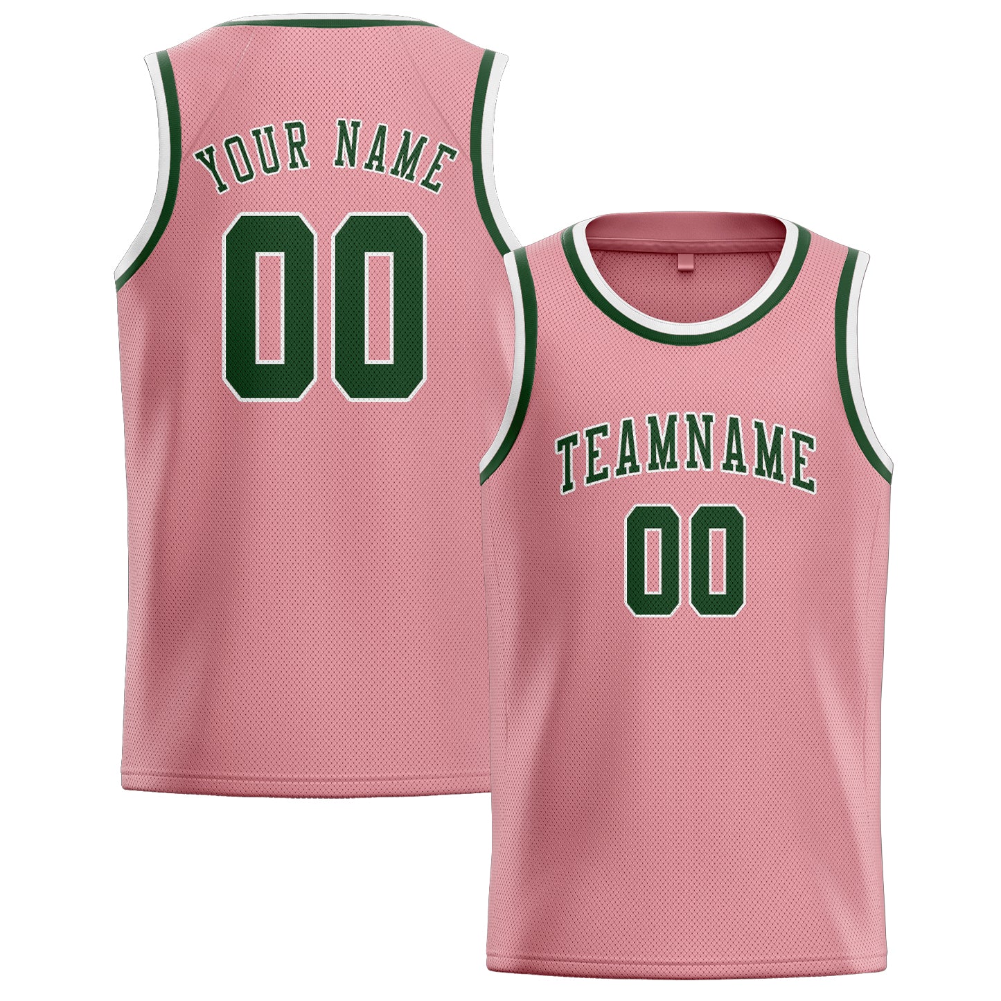 Benutzerdefiniertes Professionelles Rosa Tannengrün Basketballtrikot