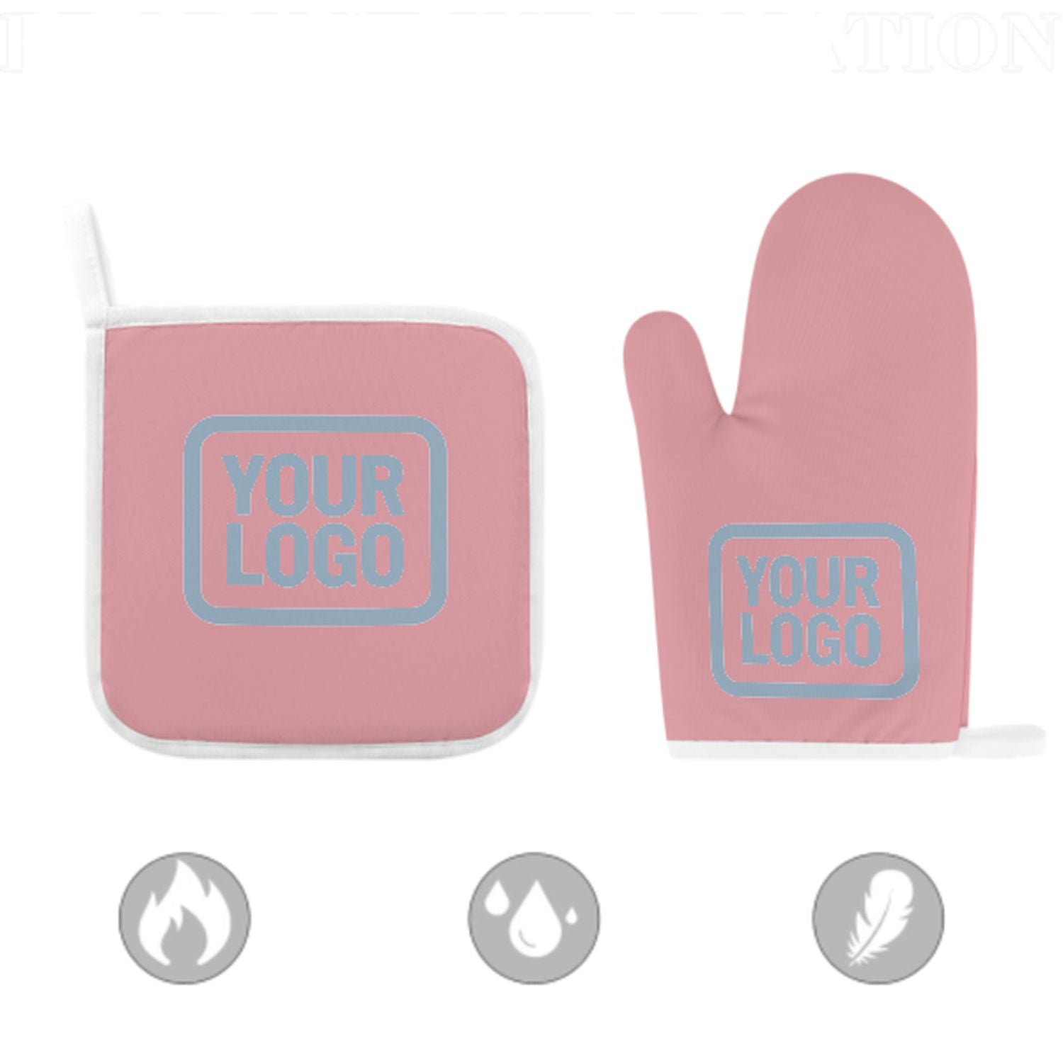 Maßgeschneidertes Rosa  Hellblau Topfhandschuh Set – 2-teilig