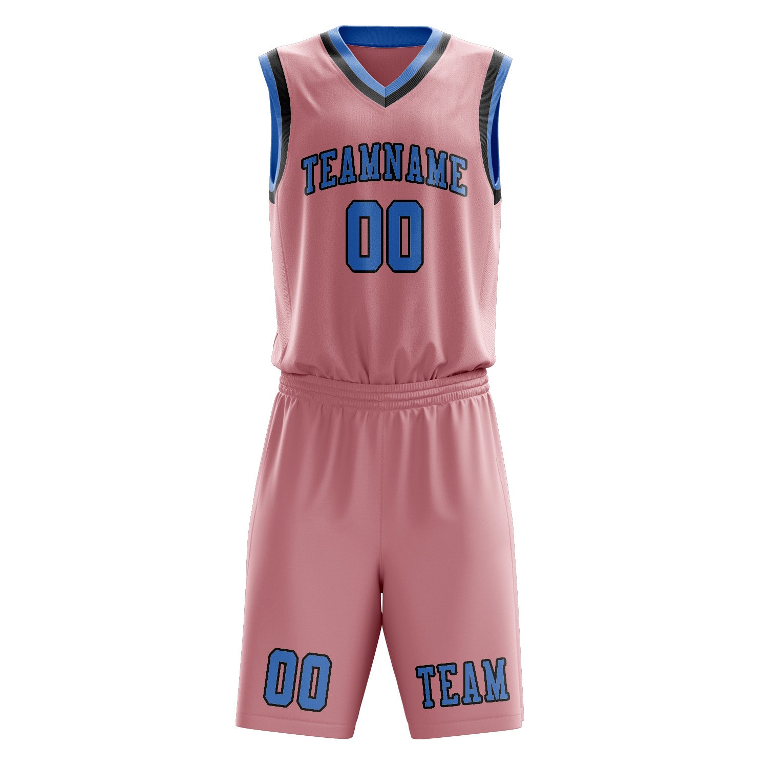 Benutzerdefiniertes Professionelles Rosa Hellblau Basketballtrikot-Set