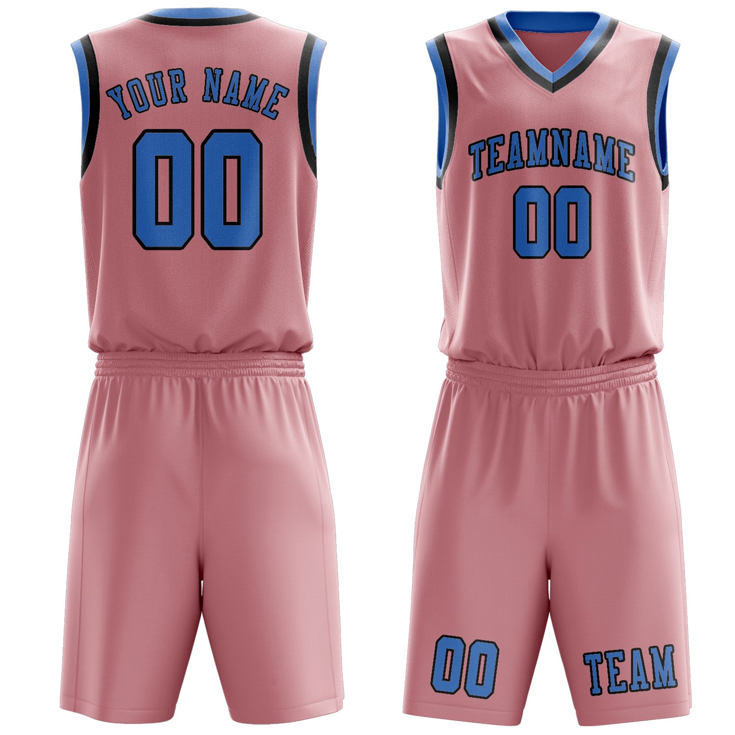 Benutzerdefiniertes Professionelles Rosa Hellblau Basketballtrikot-Set