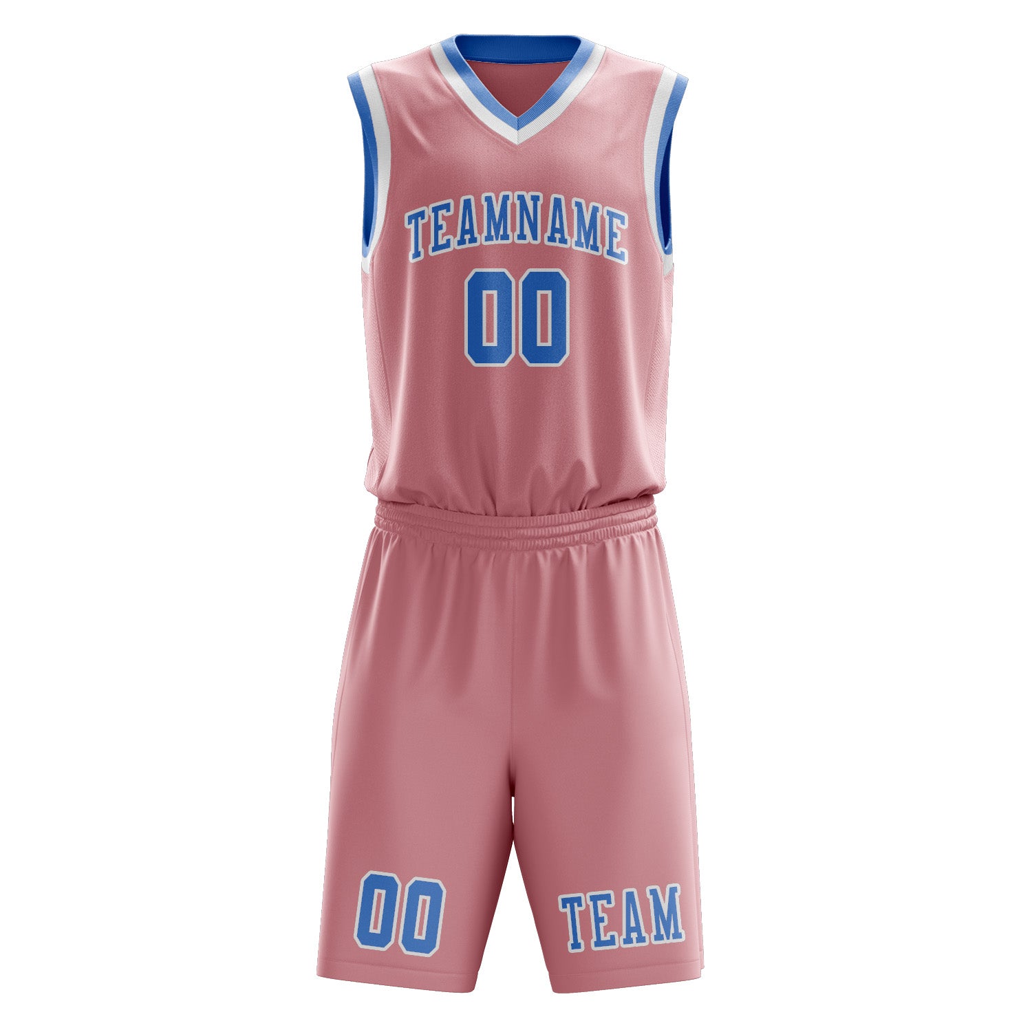 Benutzerdefiniertes Professionelles Rosa Hellblau Basketballtrikot-Set