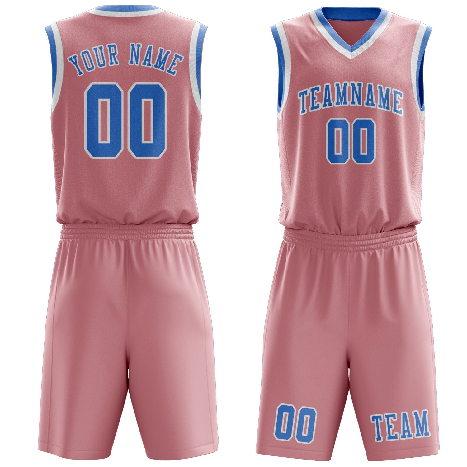 Benutzerdefiniertes Professionelles Rosa Hellblau Basketballtrikot-Set