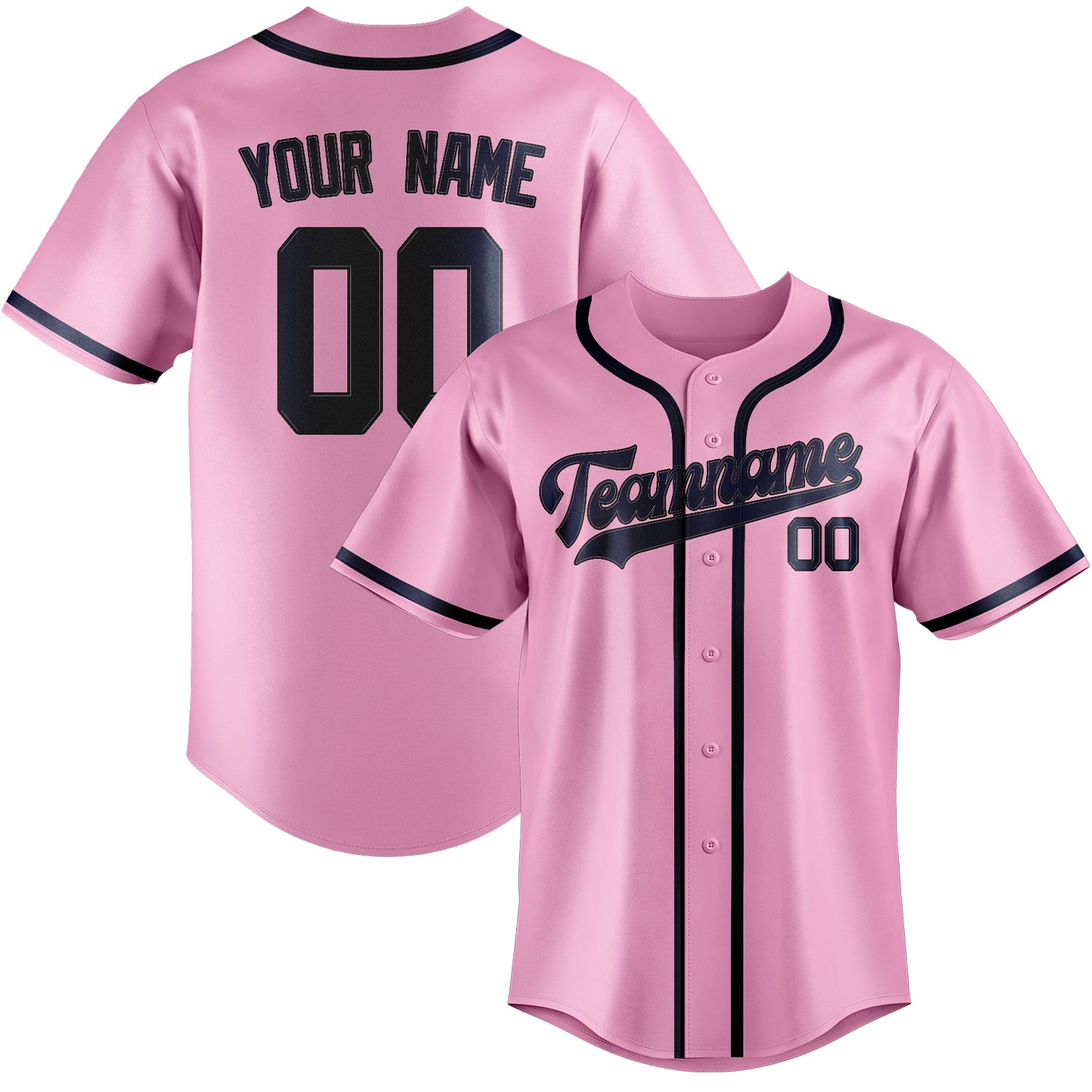 Benutzerdefiniertes Professionelles Rosa Marineblau Baseballtrikot