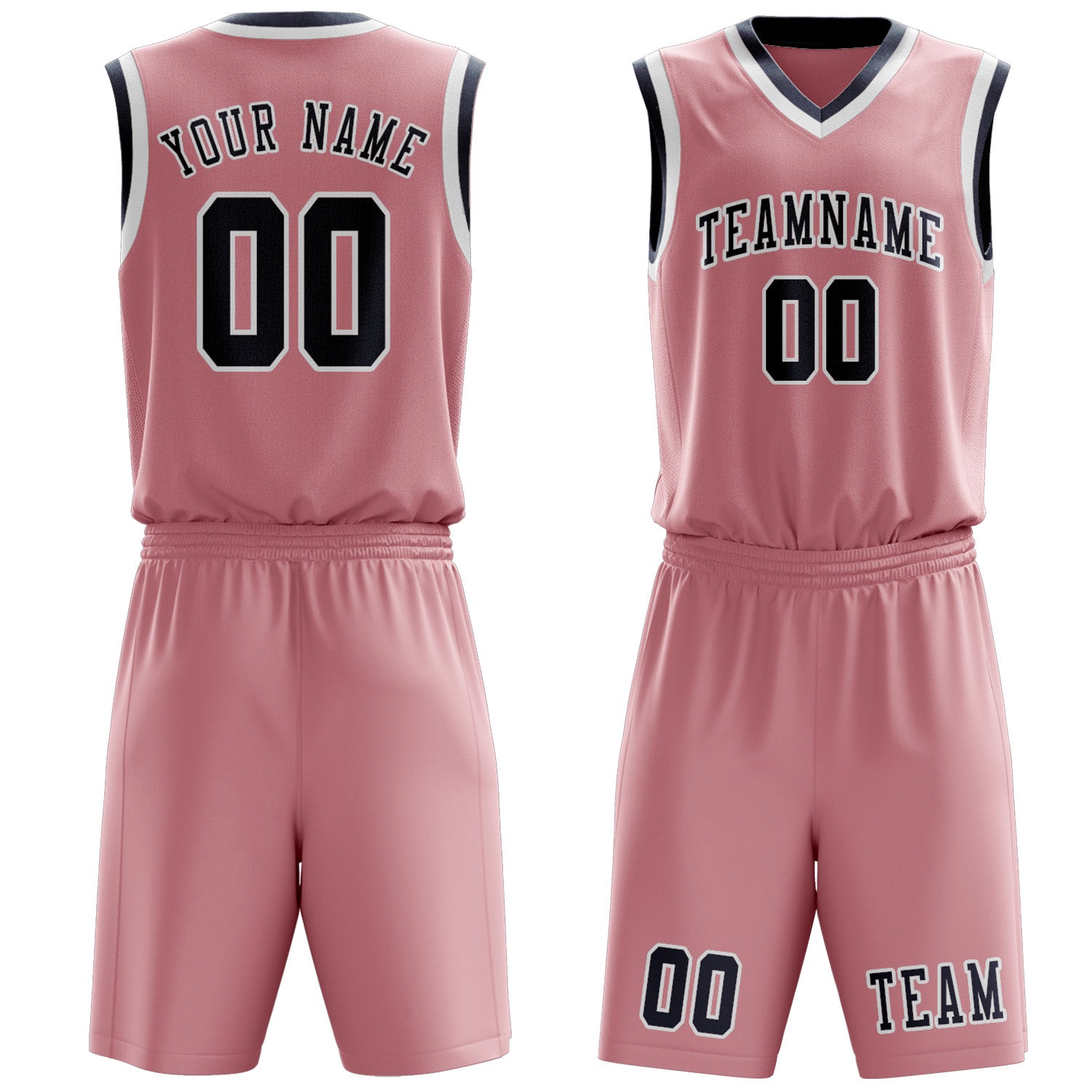 Benutzerdefiniertes Professionelles Rosa Marineblau Basketballtrikot-Set
