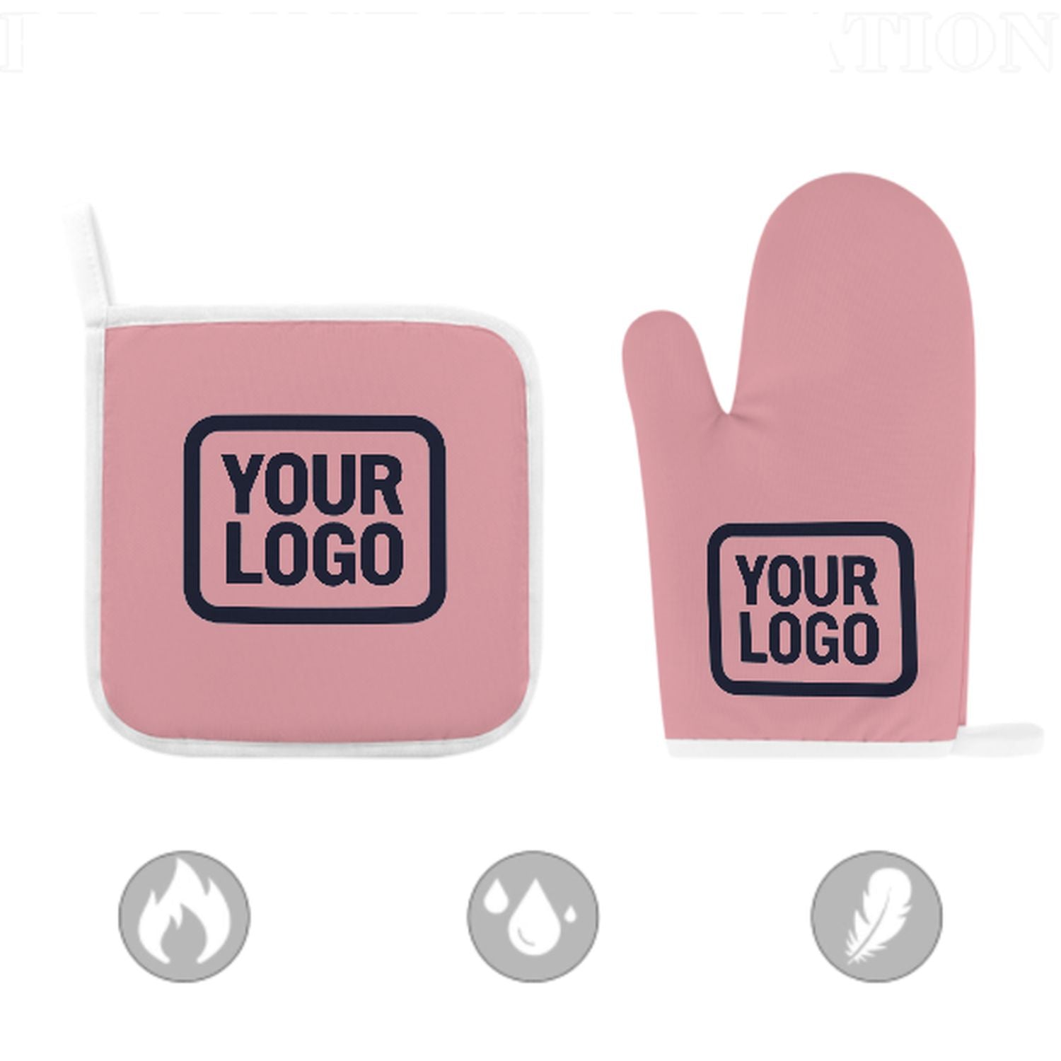 Maßgeschneidertes Rosa  Stahlblau Topfhandschuh Set – 2-teilig