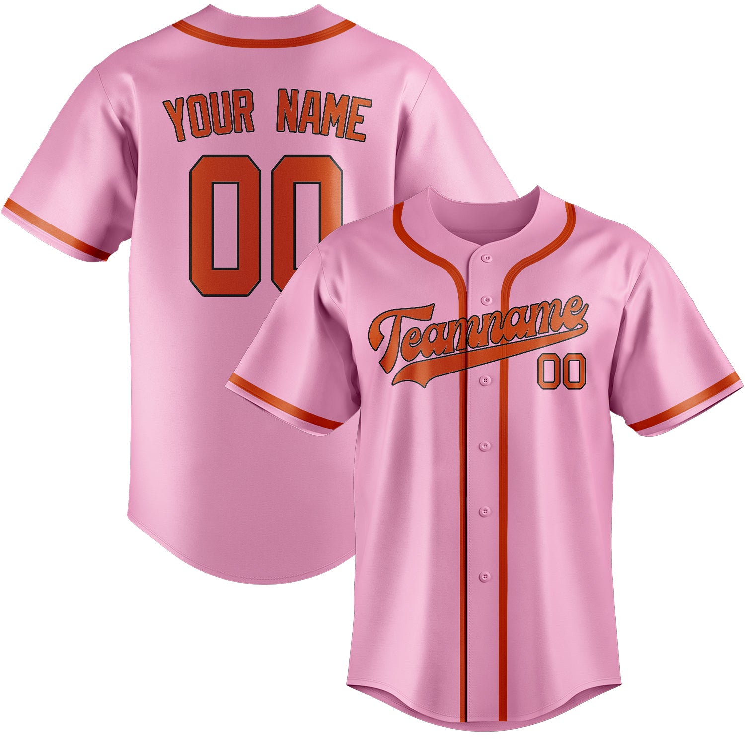 Benutzerdefiniertes Professionelles Rosa Orangerot Baseballtrikot
