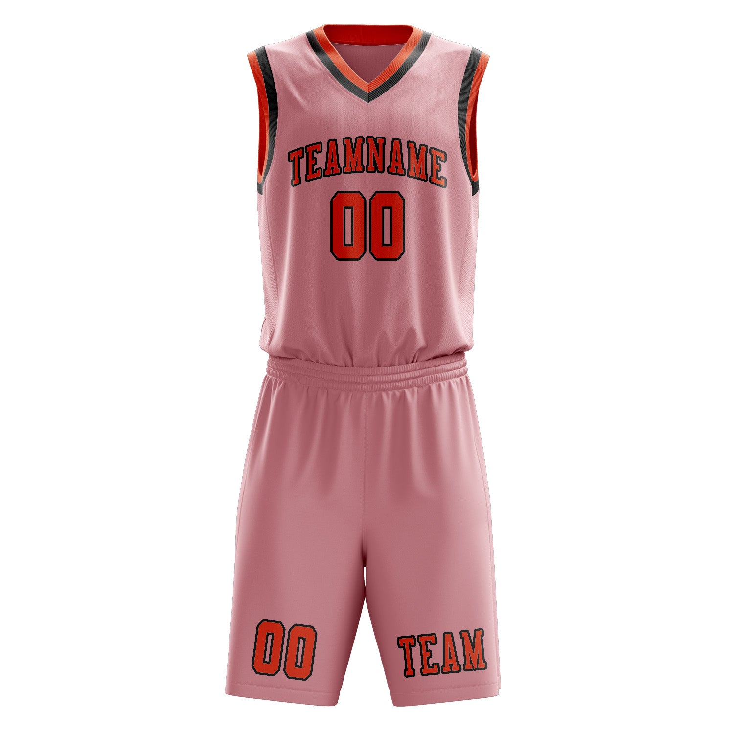 Benutzerdefiniertes Professionelles Rosa Orangerot Basketballtrikot-Set