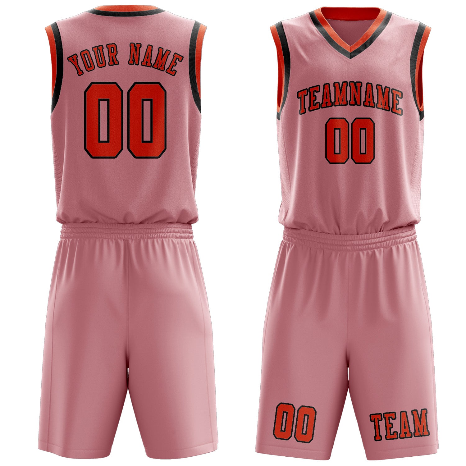 Benutzerdefiniertes Professionelles Rosa Orangerot Basketballtrikot-Set