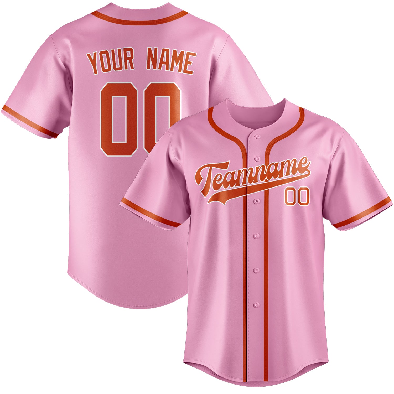 Benutzerdefiniertes Professionelles Rosa Orangerot Baseballtrikot