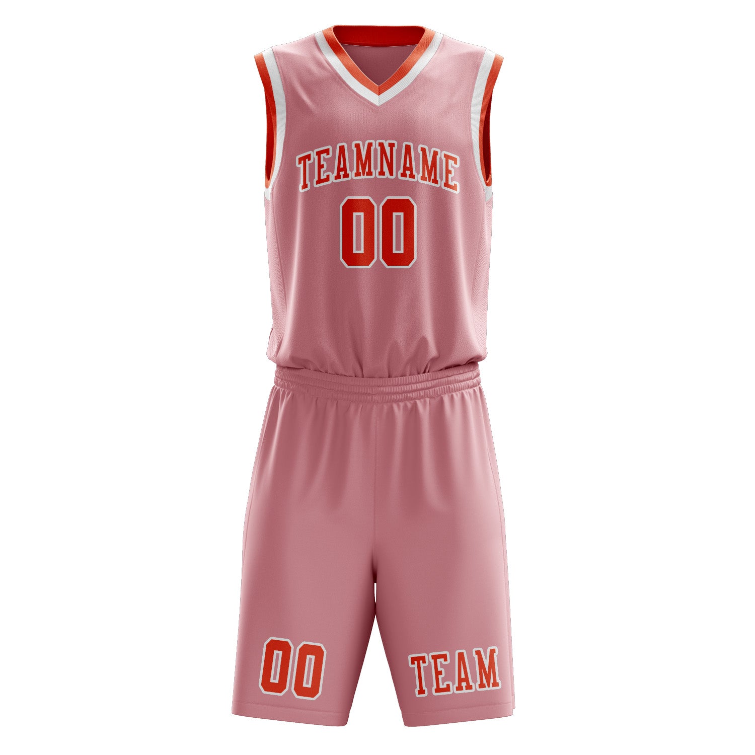 Benutzerdefiniertes Professionelles Rosa Orangerot Basketballtrikot-Set