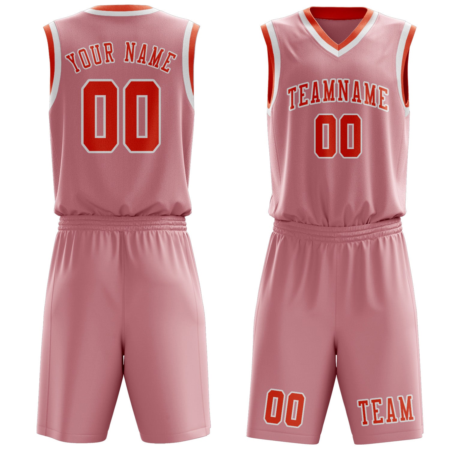 Benutzerdefiniertes Professionelles Rosa Orangerot Basketballtrikot-Set