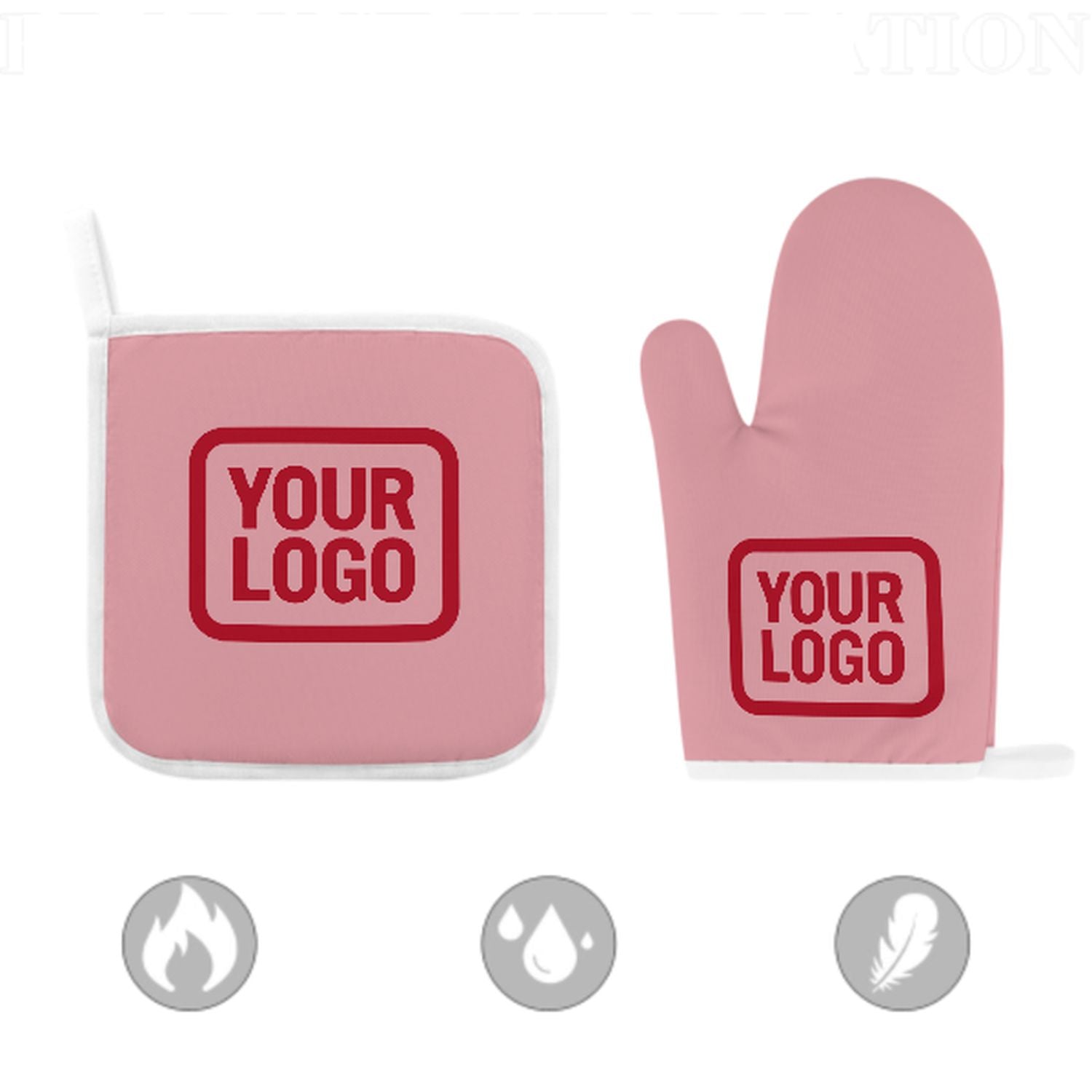 Maßgeschneidertes Rosa  Rot Topfhandschuh Set – 2-teilig