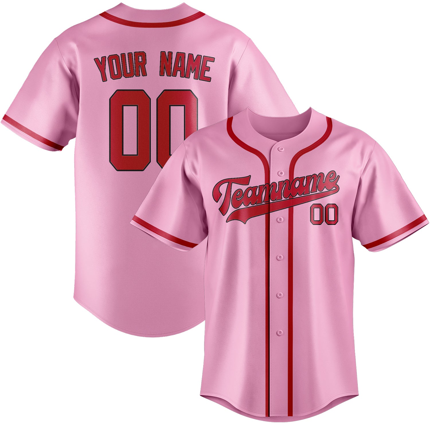 Benutzerdefiniertes Professionelles Rosa Rot Baseballtrikot