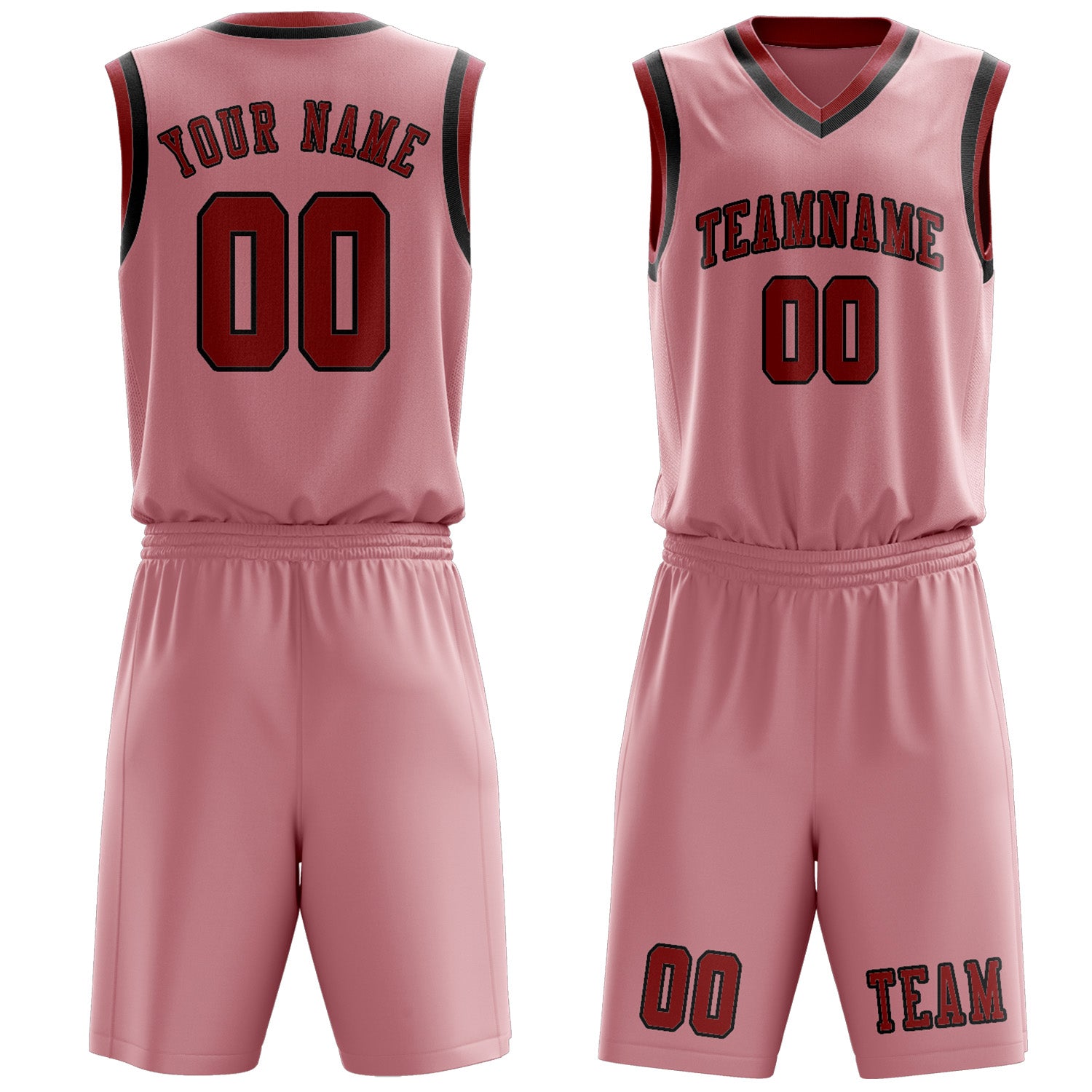 Benutzerdefiniertes Professionelles Rosa Rot Basketballtrikot-Set