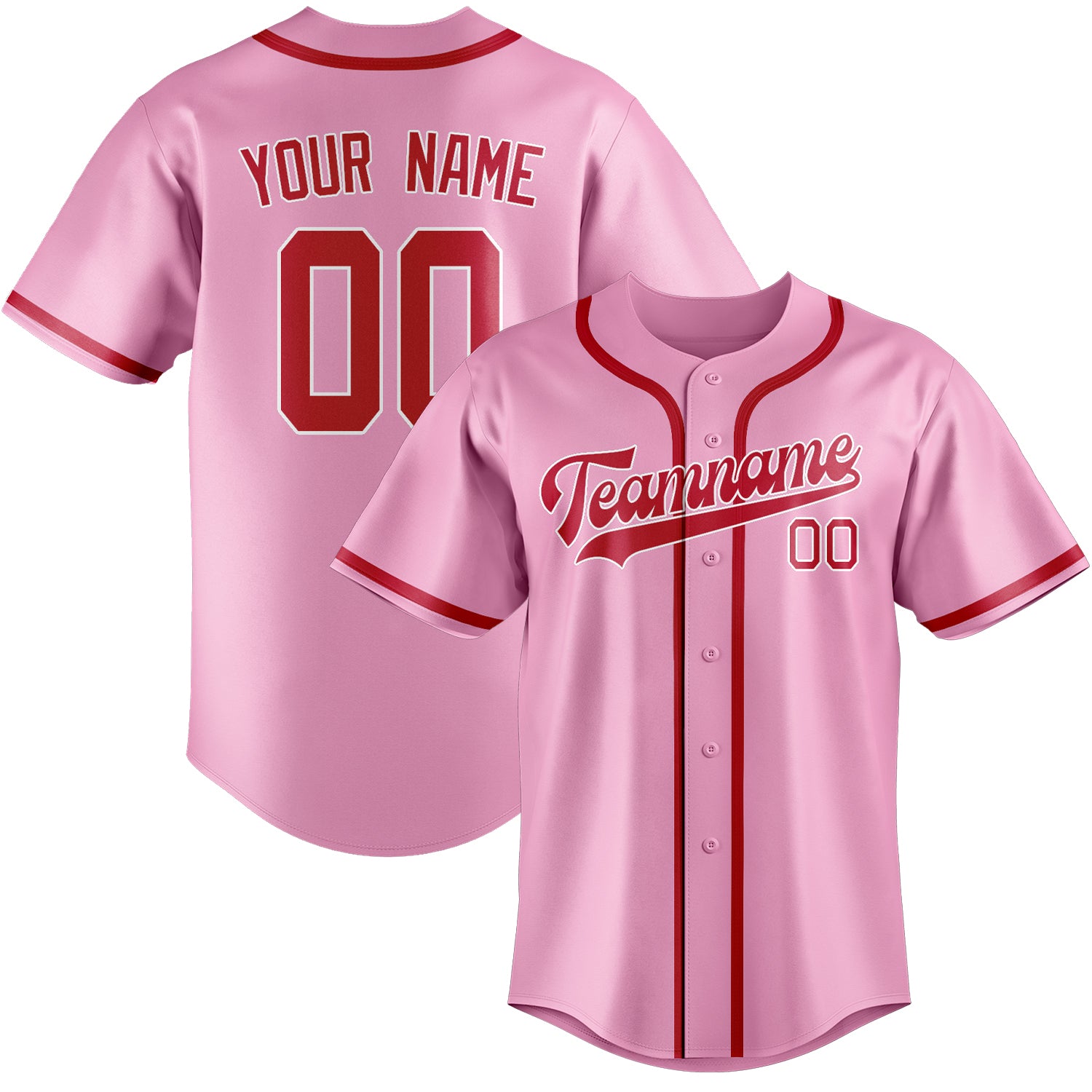 Benutzerdefiniertes Professionelles Rosa Rot Baseballtrikot