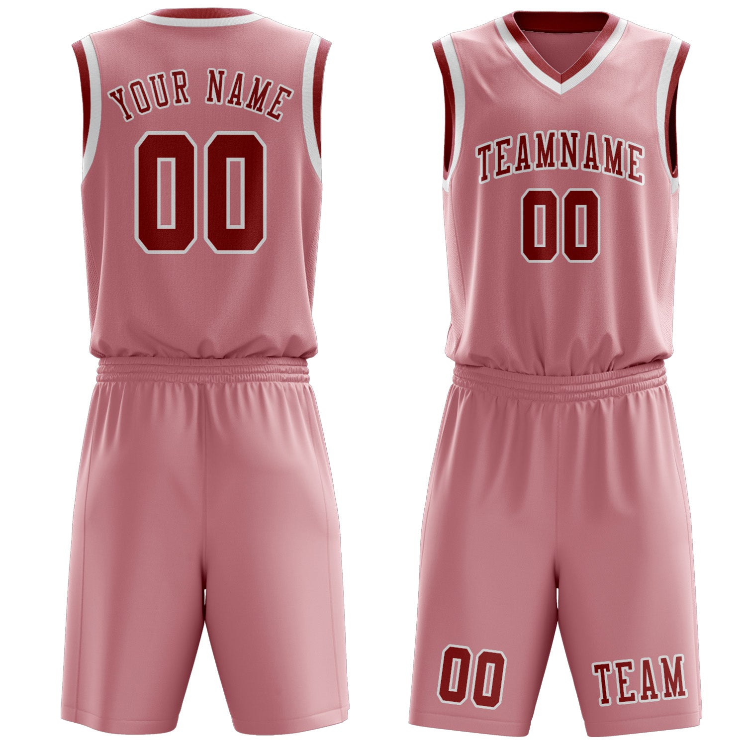 Benutzerdefiniertes Professionelles Rosa Rot Basketballtrikot-Set