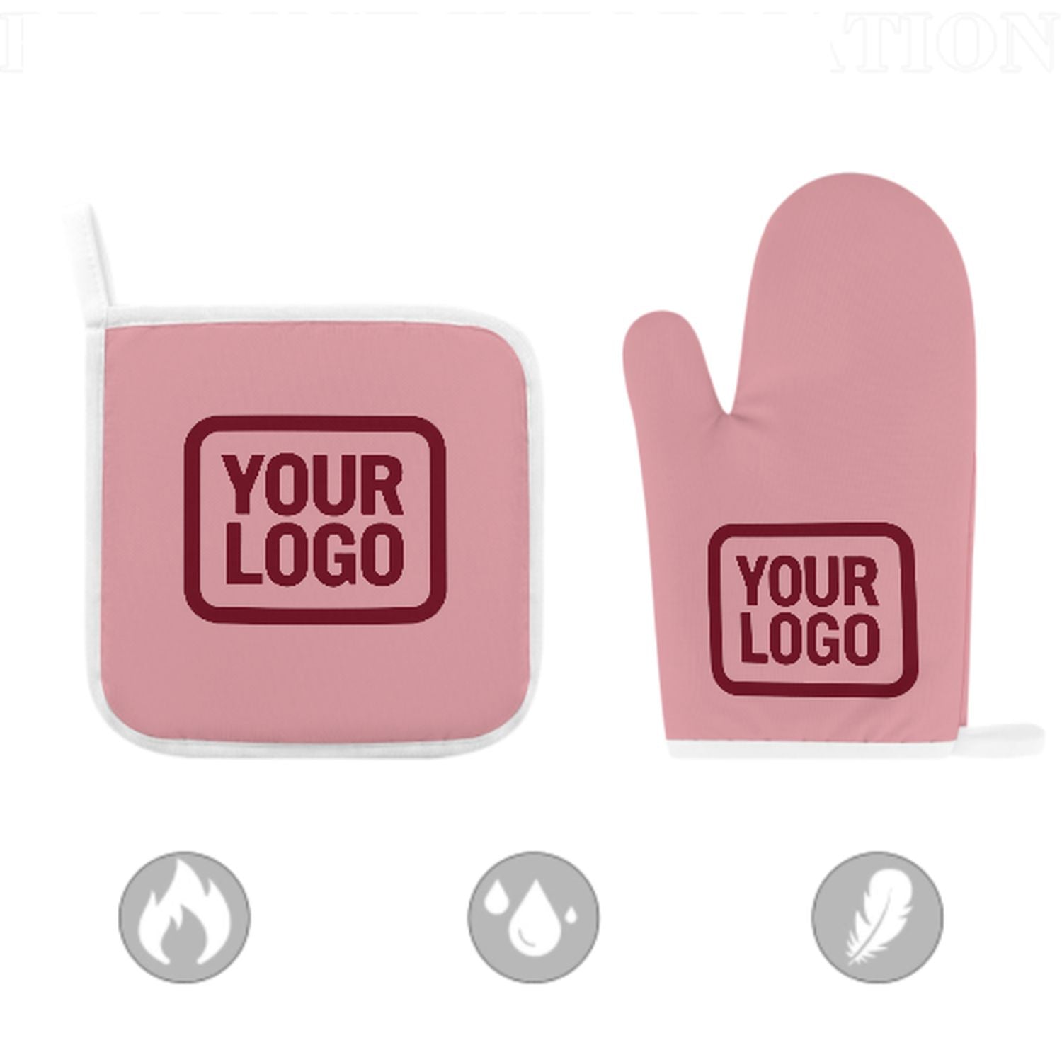 Maßgeschneidertes Rosa  Karmesinrot Topfhandschuh Set – 2-teilig