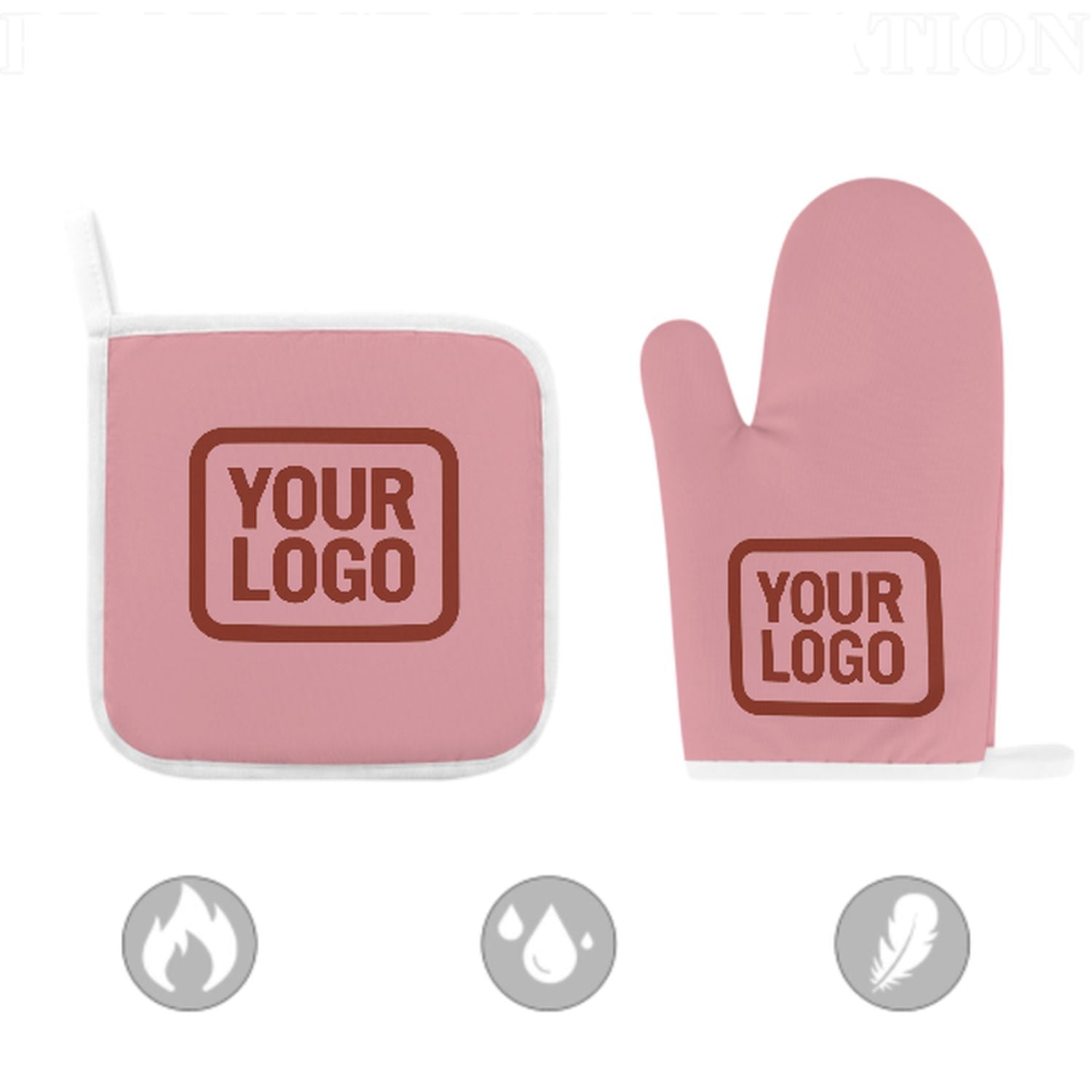 Maßgeschneidertes Rosa  Korallenrot Topfhandschuh Set – 2-teilig