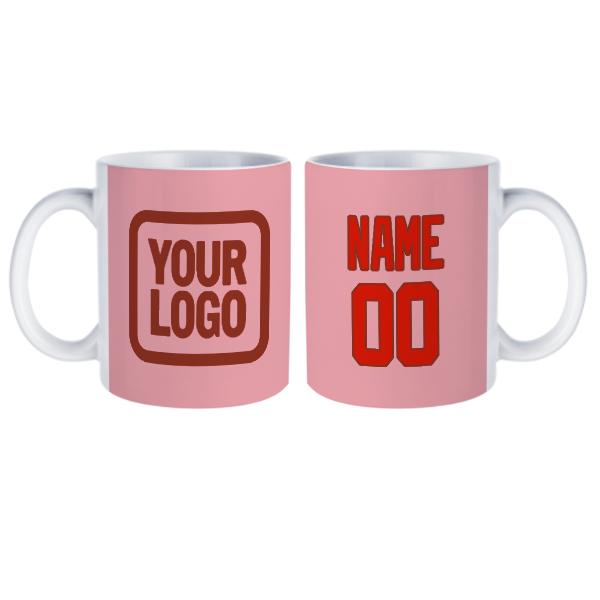 Tazza personalizzata rosa, arancione e rossa