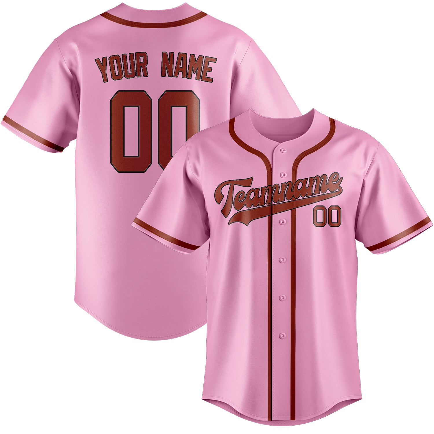 Benutzerdefiniertes Professionelles Rosa Korallenrot Baseballtrikot