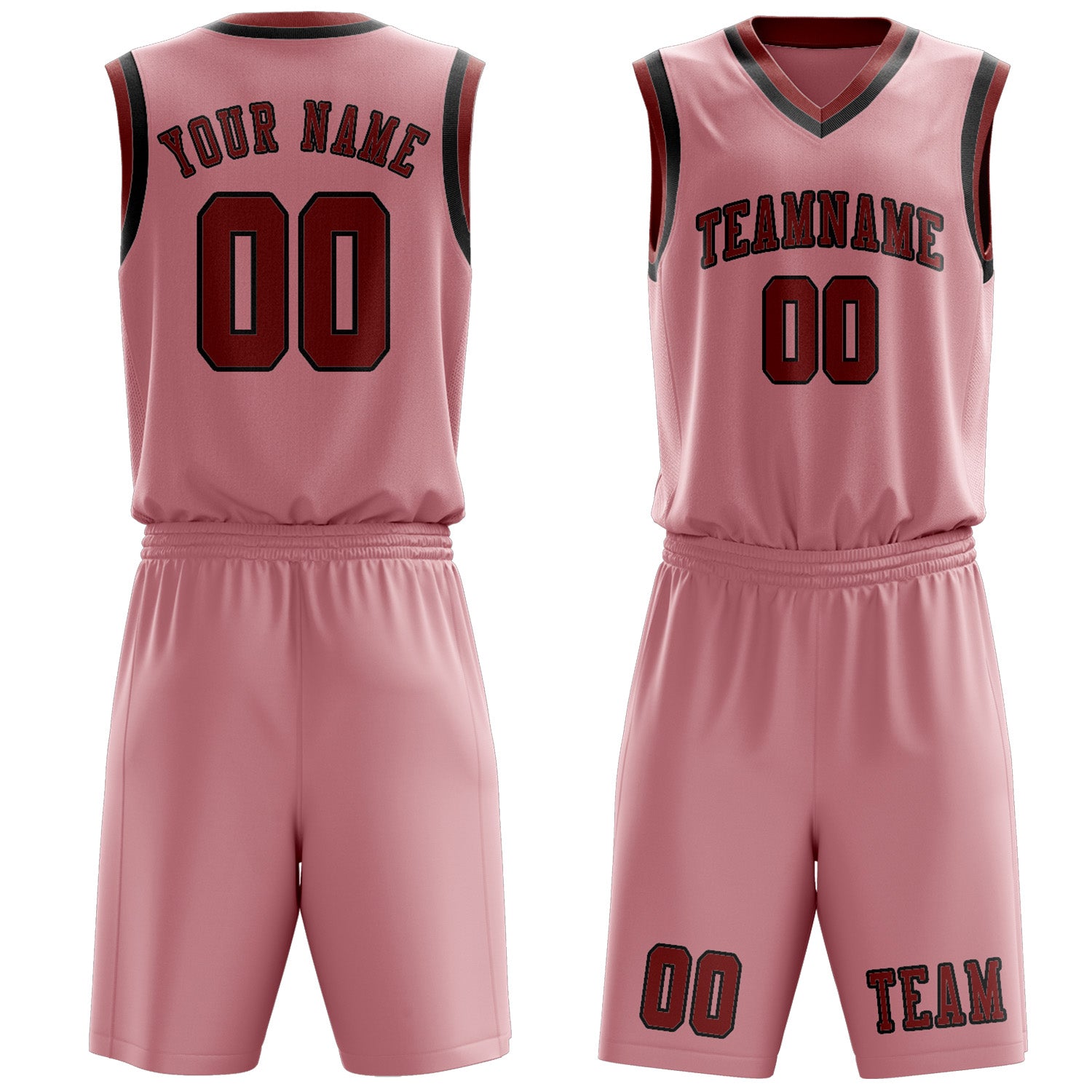 Benutzerdefiniertes Professionelles Rosa Korallenrot Basketballtrikot-Set