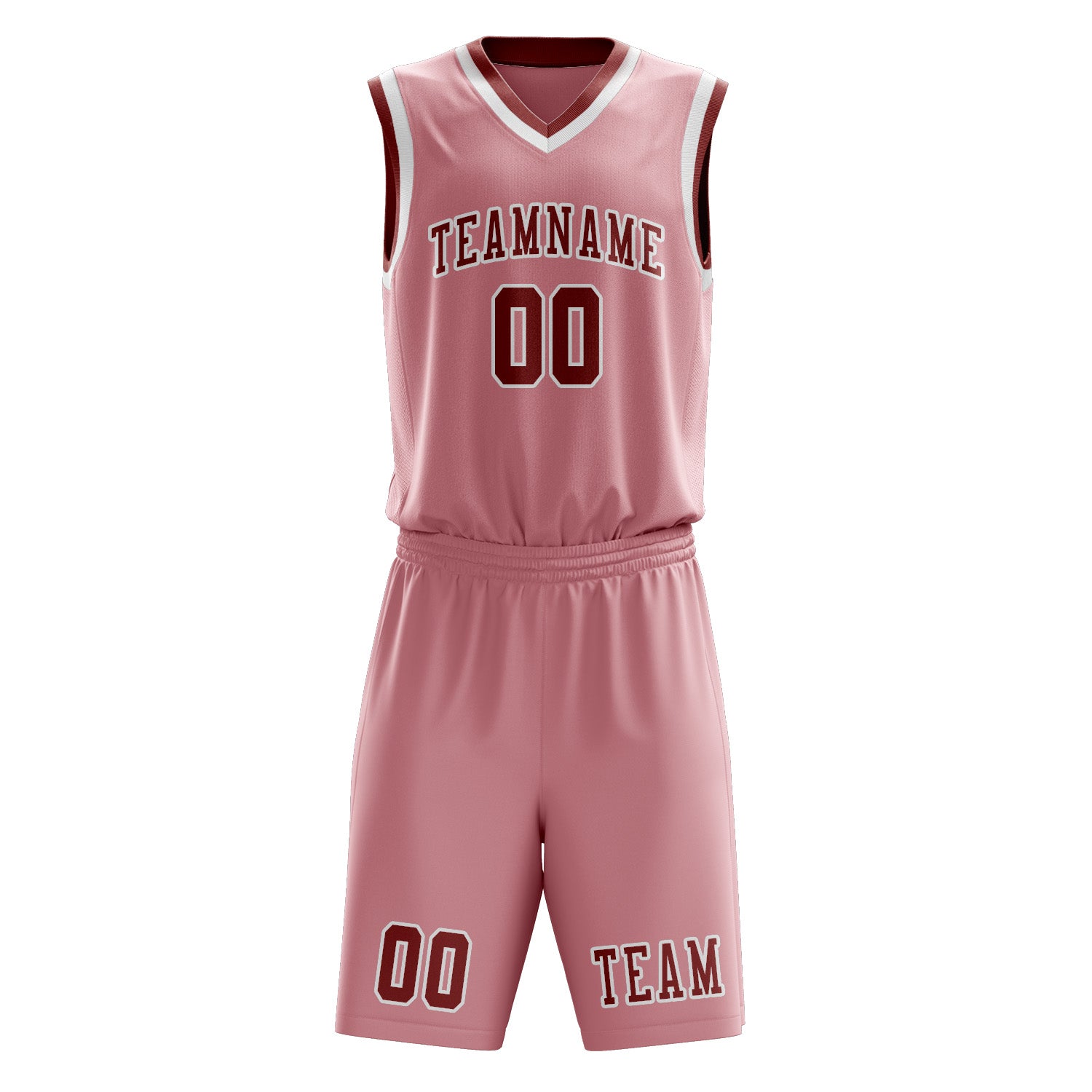 Benutzerdefiniertes Professionelles Rosa Korallenrot Basketballtrikot-Set