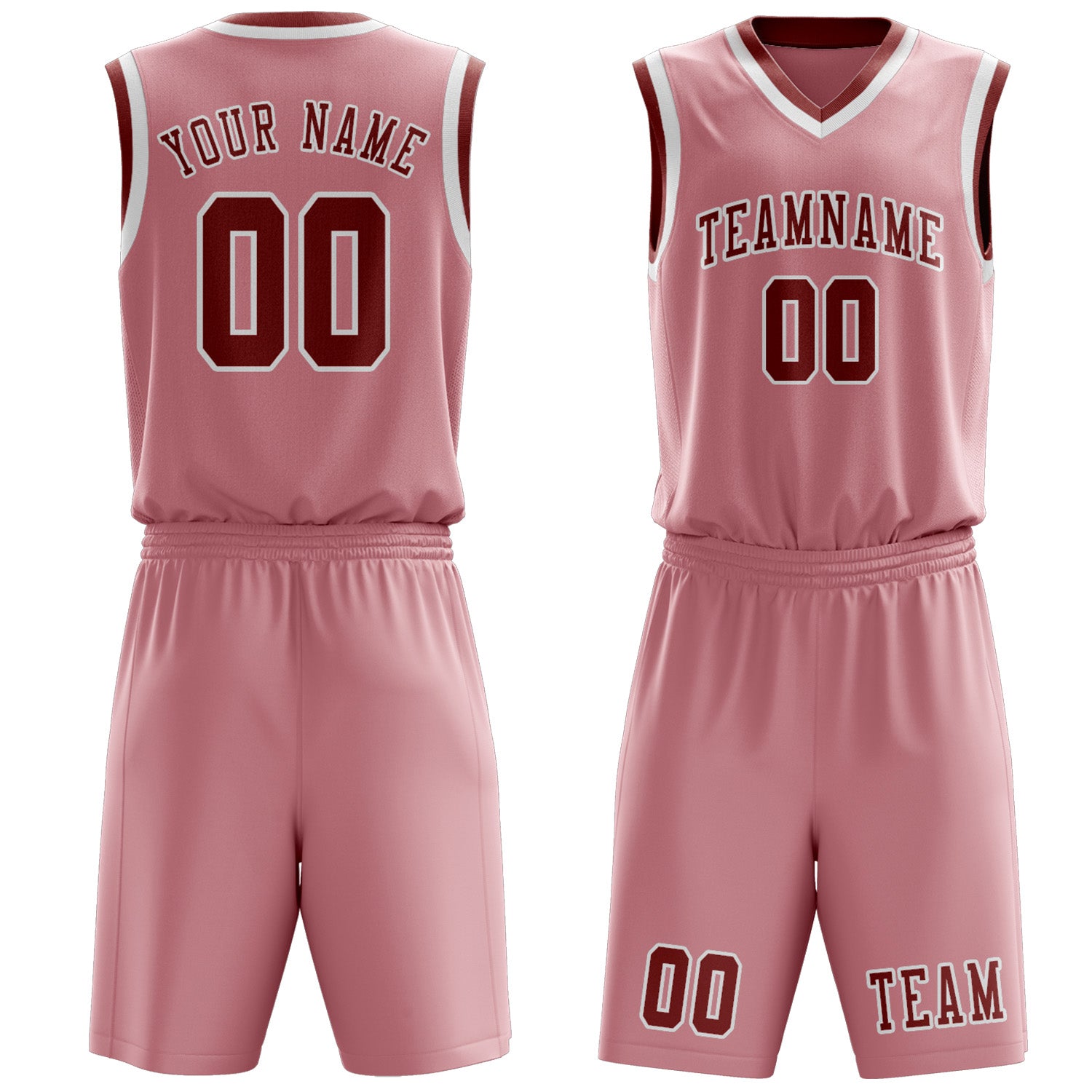Benutzerdefiniertes Professionelles Rosa Korallenrot Basketballtrikot-Set