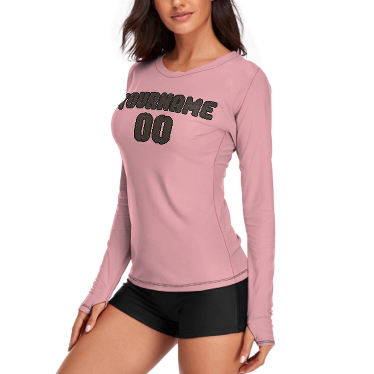 Maßgeschneidertes Rosa Braun Damen Langarmshirt