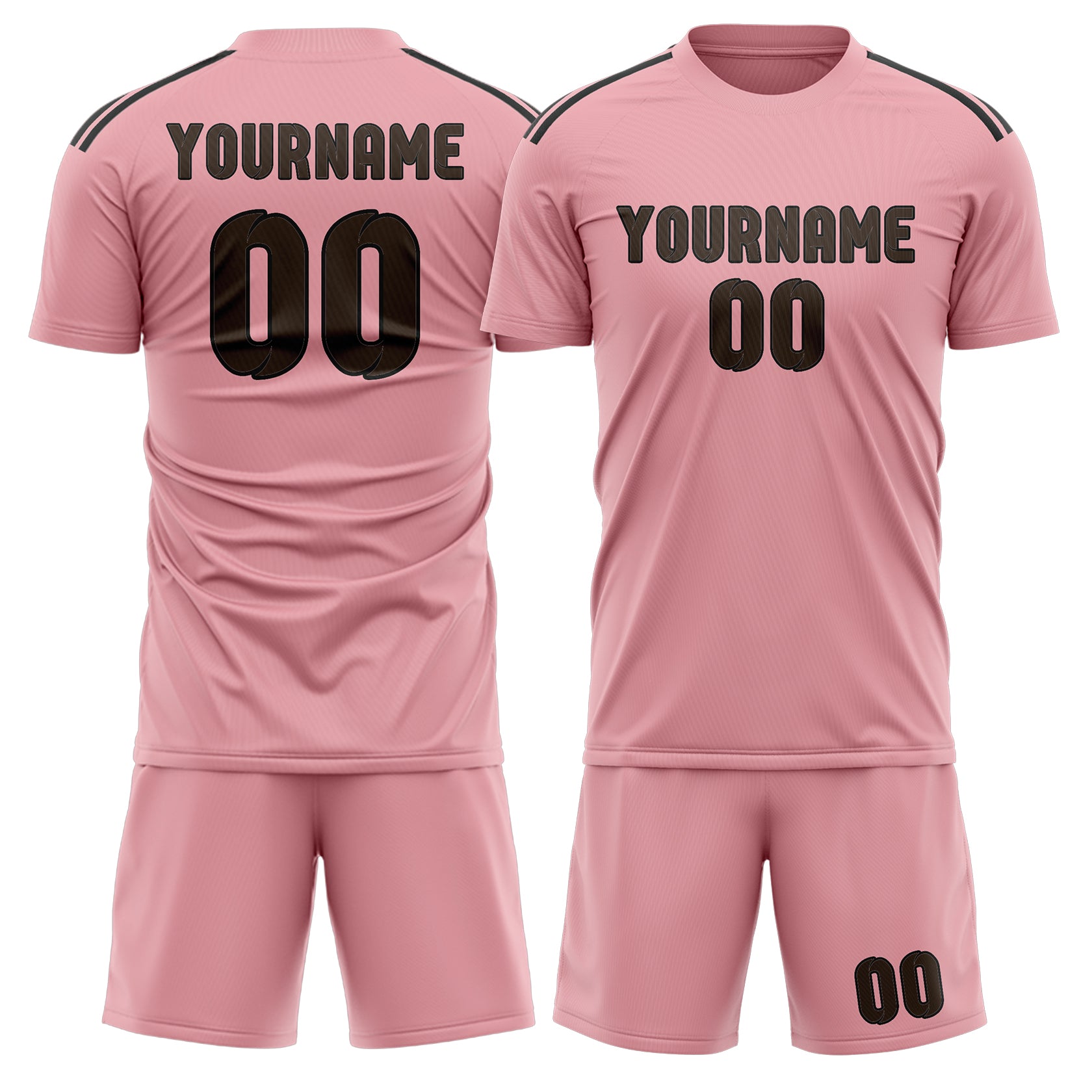 Set di maglie da football rosa e marroni personalizzate
