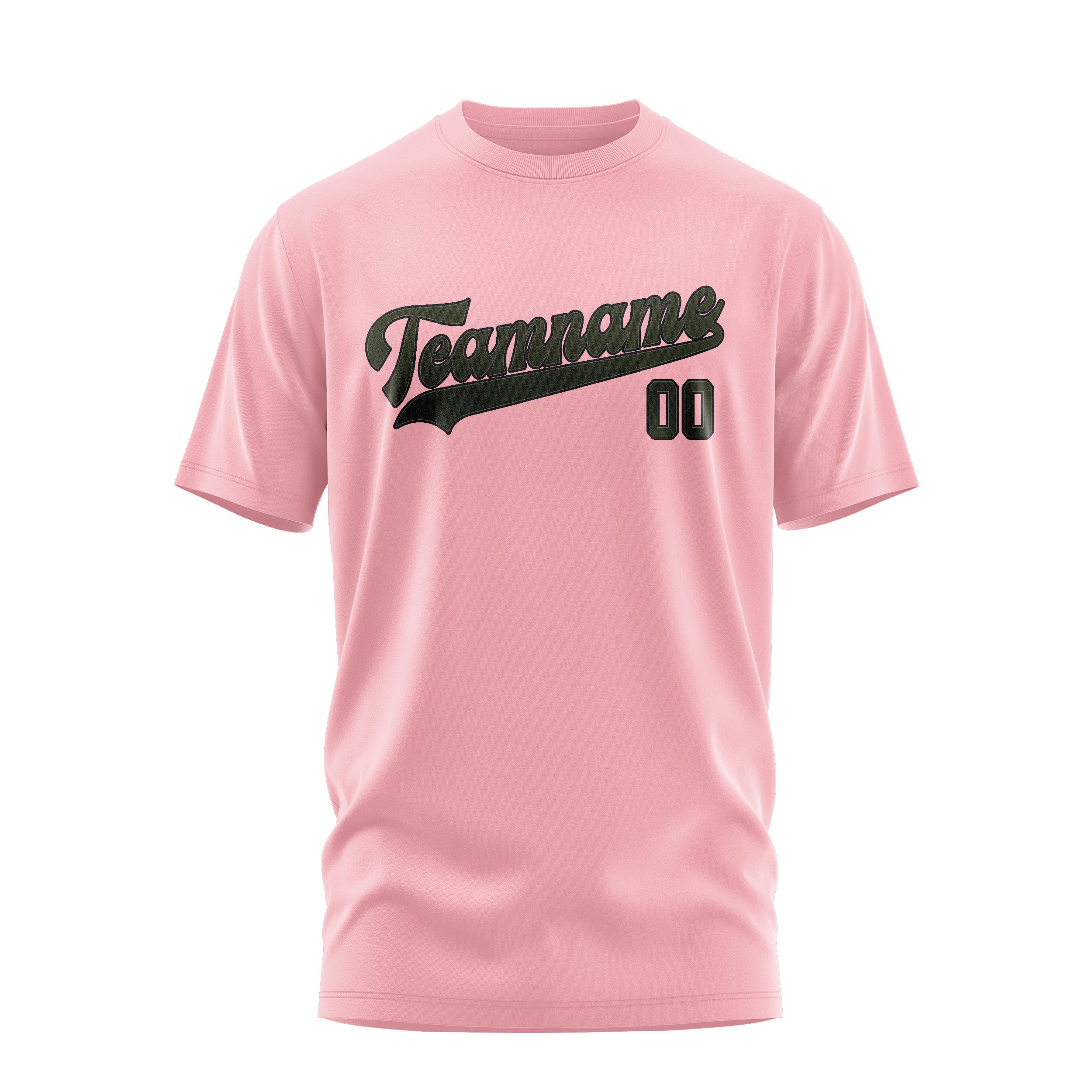 Maßgeschneidertes Rosa Dunkles Oliv T-Shirt
