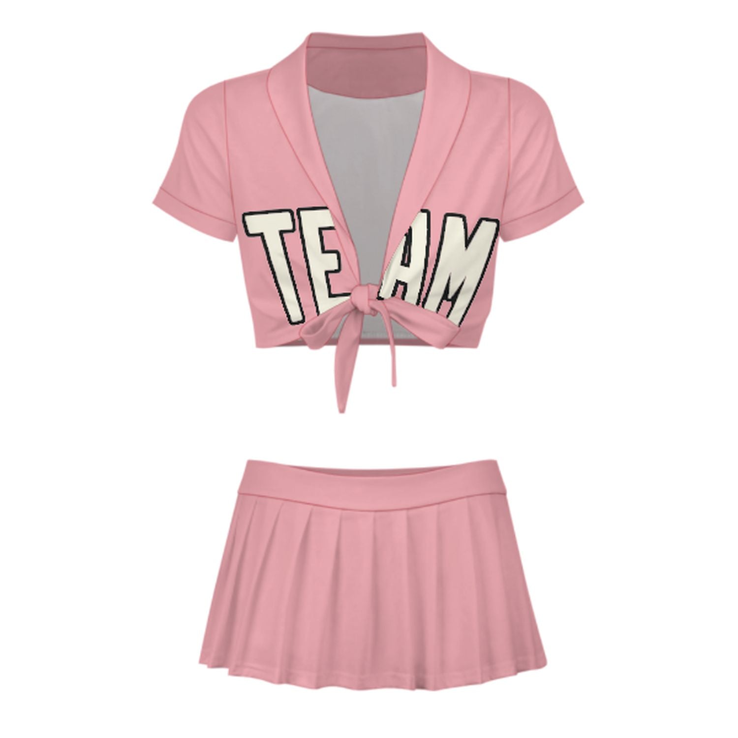 Maßgeschneidertes Rosa Beige Cheerleader Outfit Set