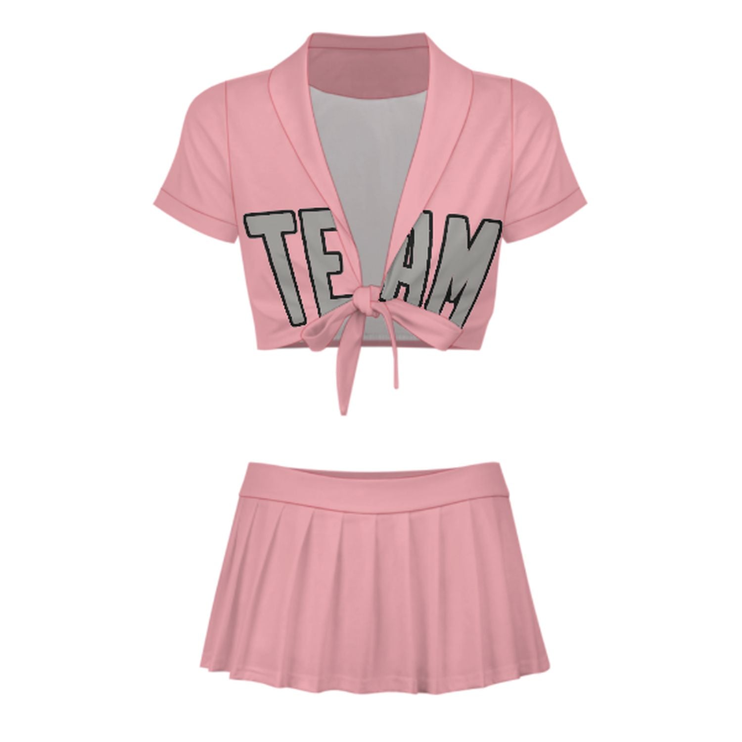 Maßgeschneidertes Rosa Grau Cheerleader Outfit Set