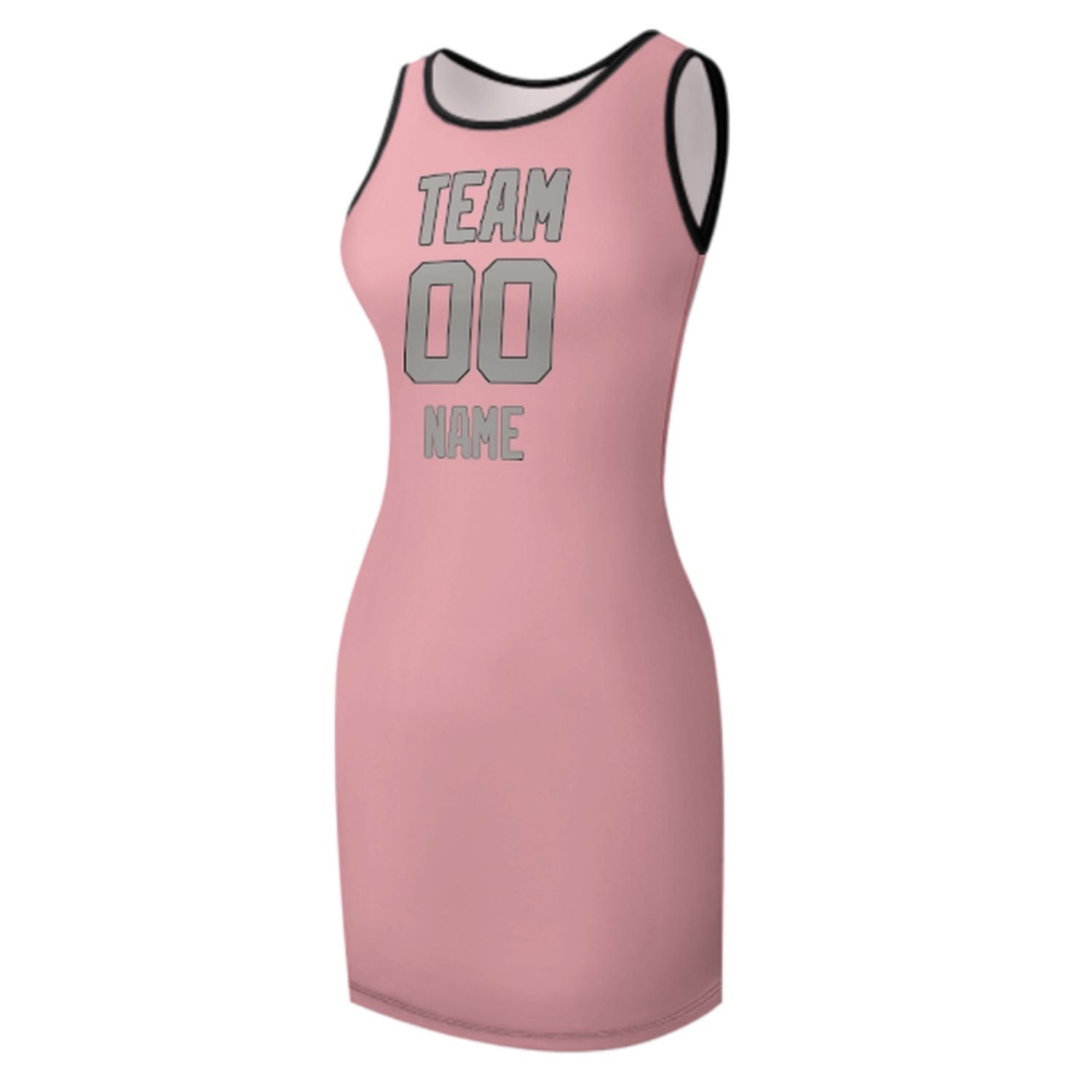 Maßgeschneidertes Rosa Grau Ärmelloses Trägerkleid