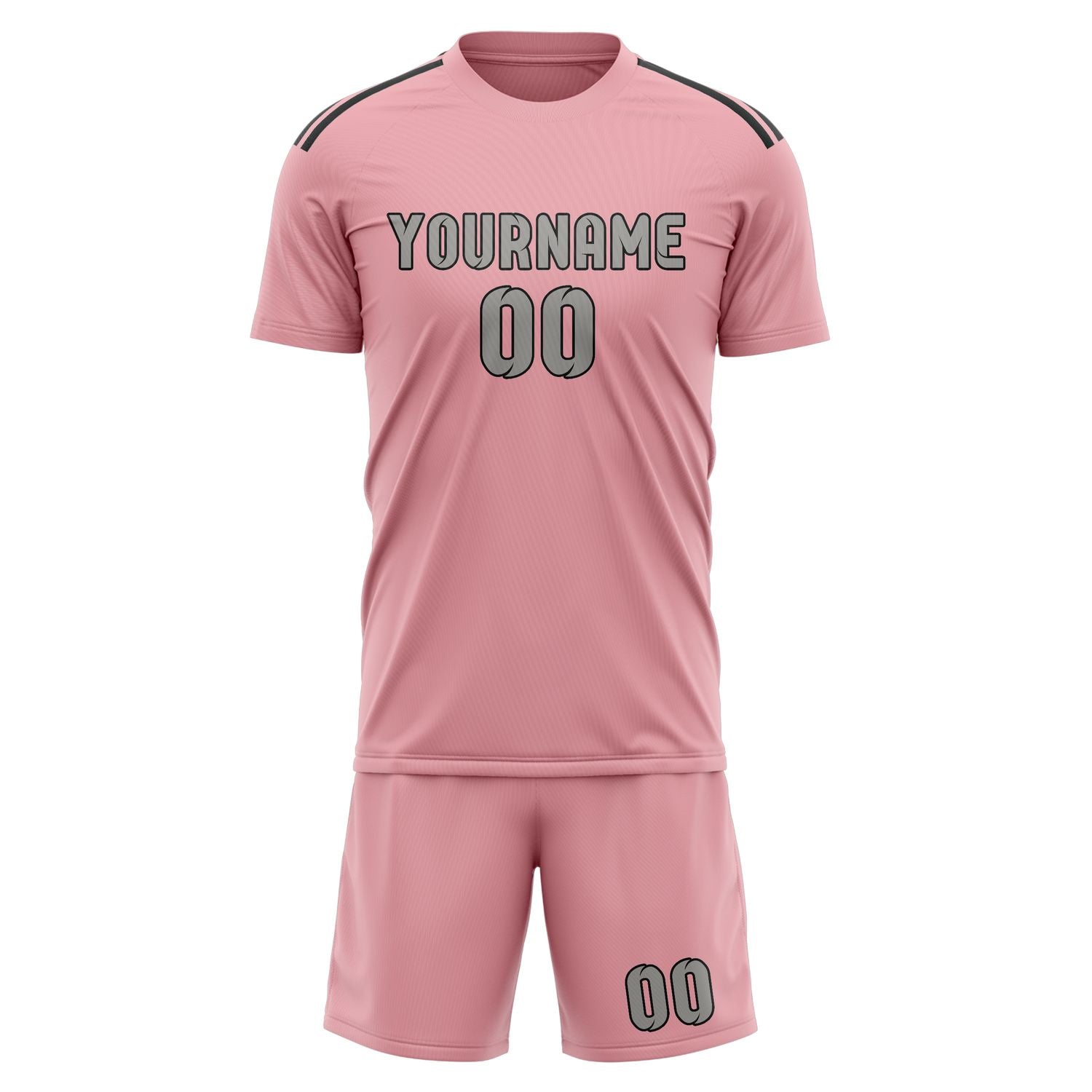 Set di maglie da calcio rosa e grigie personalizzate