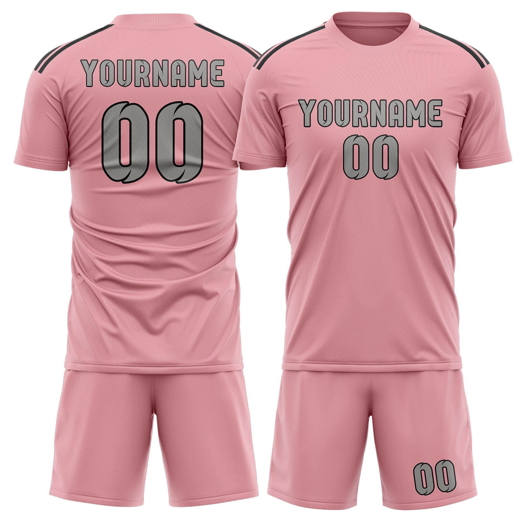 Set di maglie da calcio rosa e grigie personalizzate