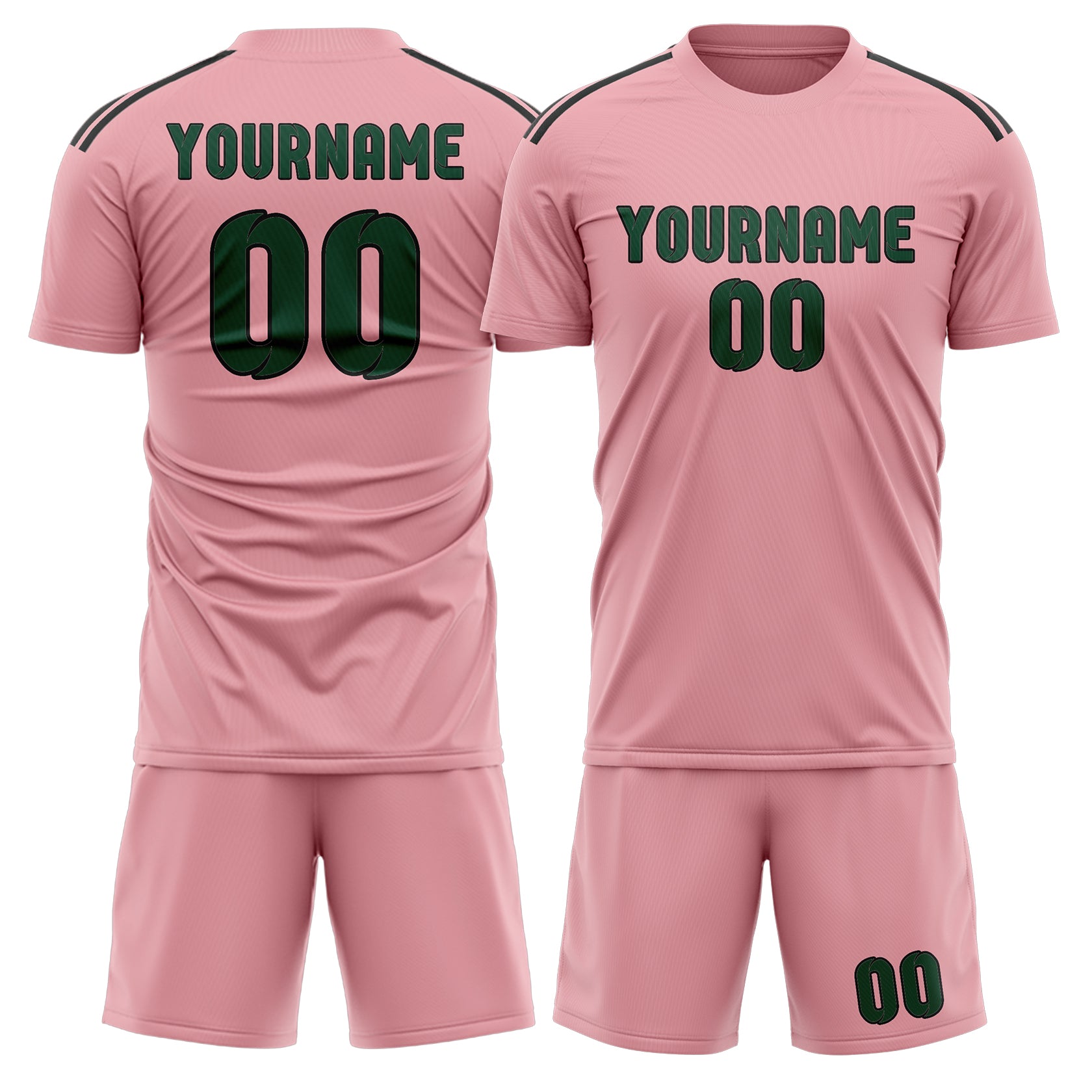 Set di maglie da football professionali rosa e verde muschio su misura