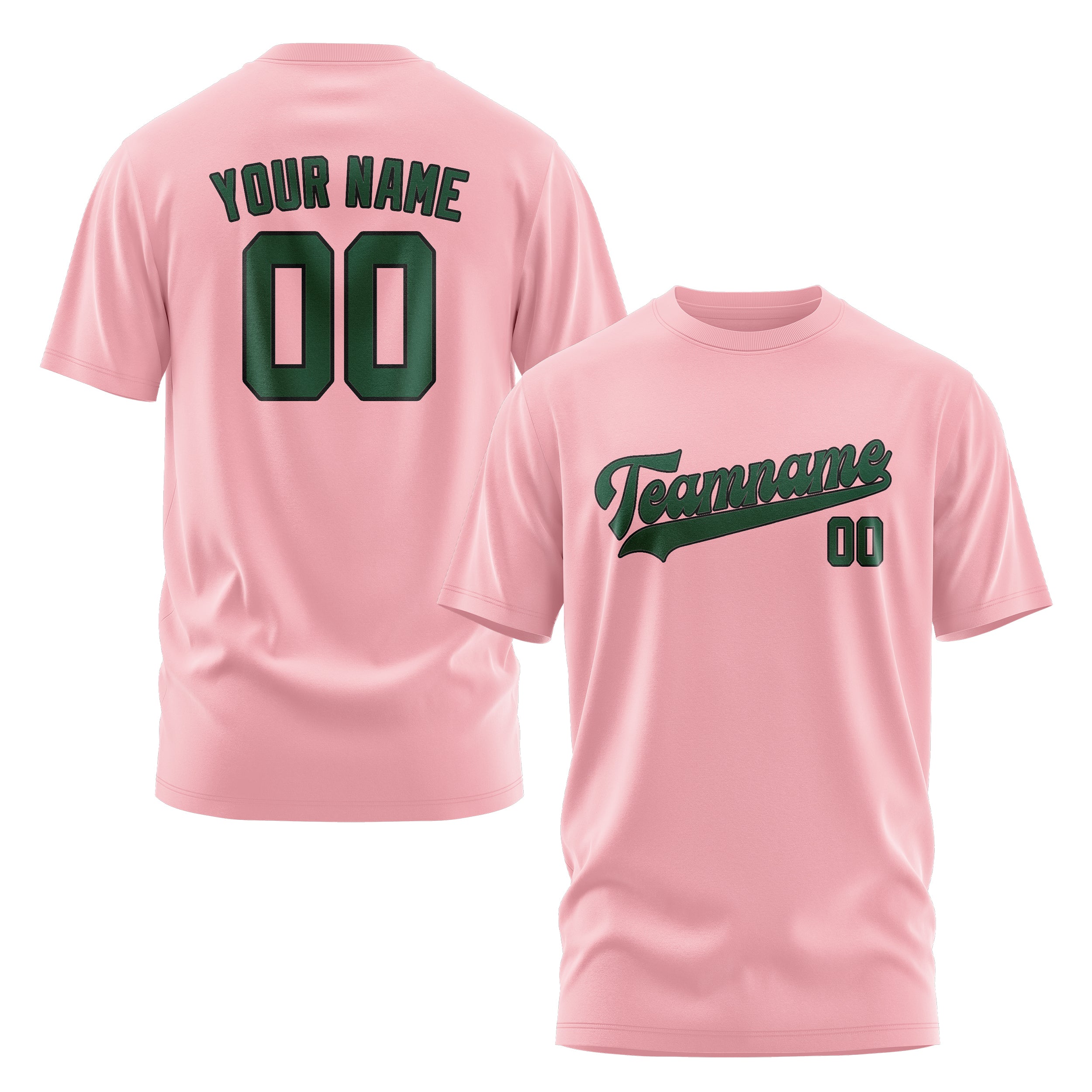 Maßgeschneidertes Rosa Moosgrün T-Shirt