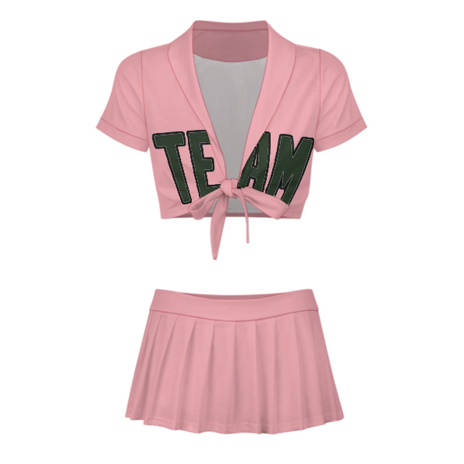 Maßgeschneidertes Rosa Tannengrün Cheerleader Outfit Set