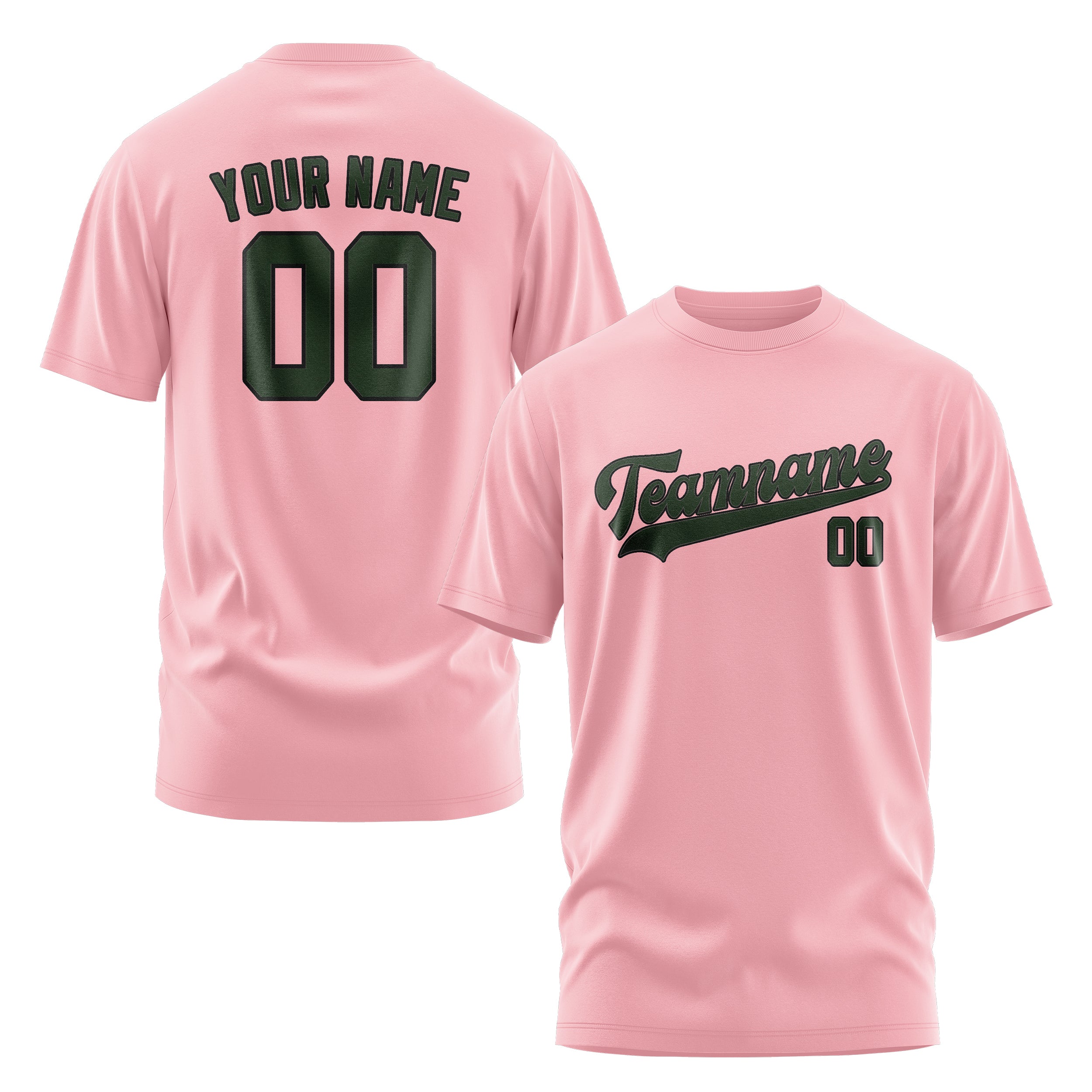 Maßgeschneidertes Rosa Tannengrün T-Shirt