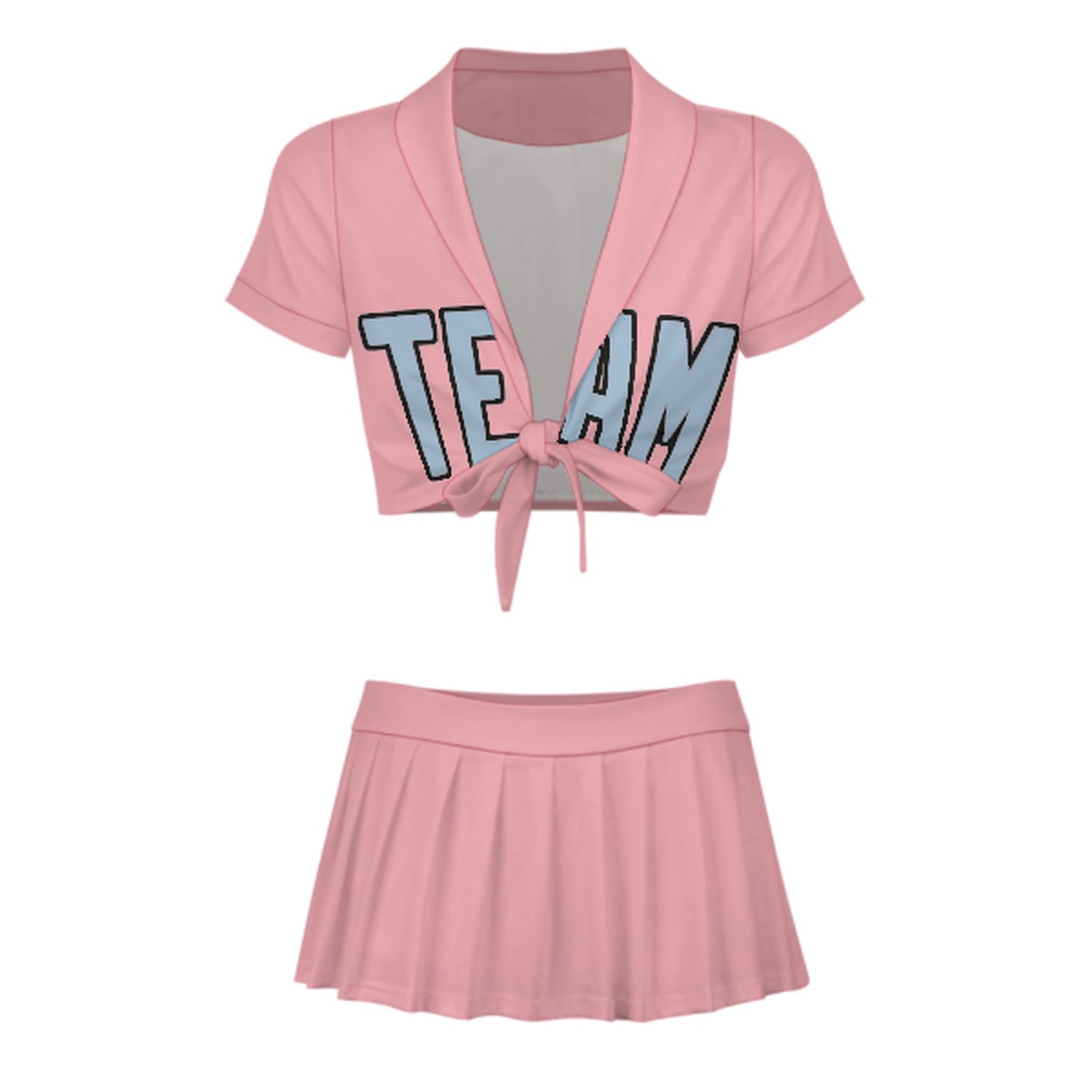 Maßgeschneidertes Rosa Hellblau Cheerleader Outfit Set