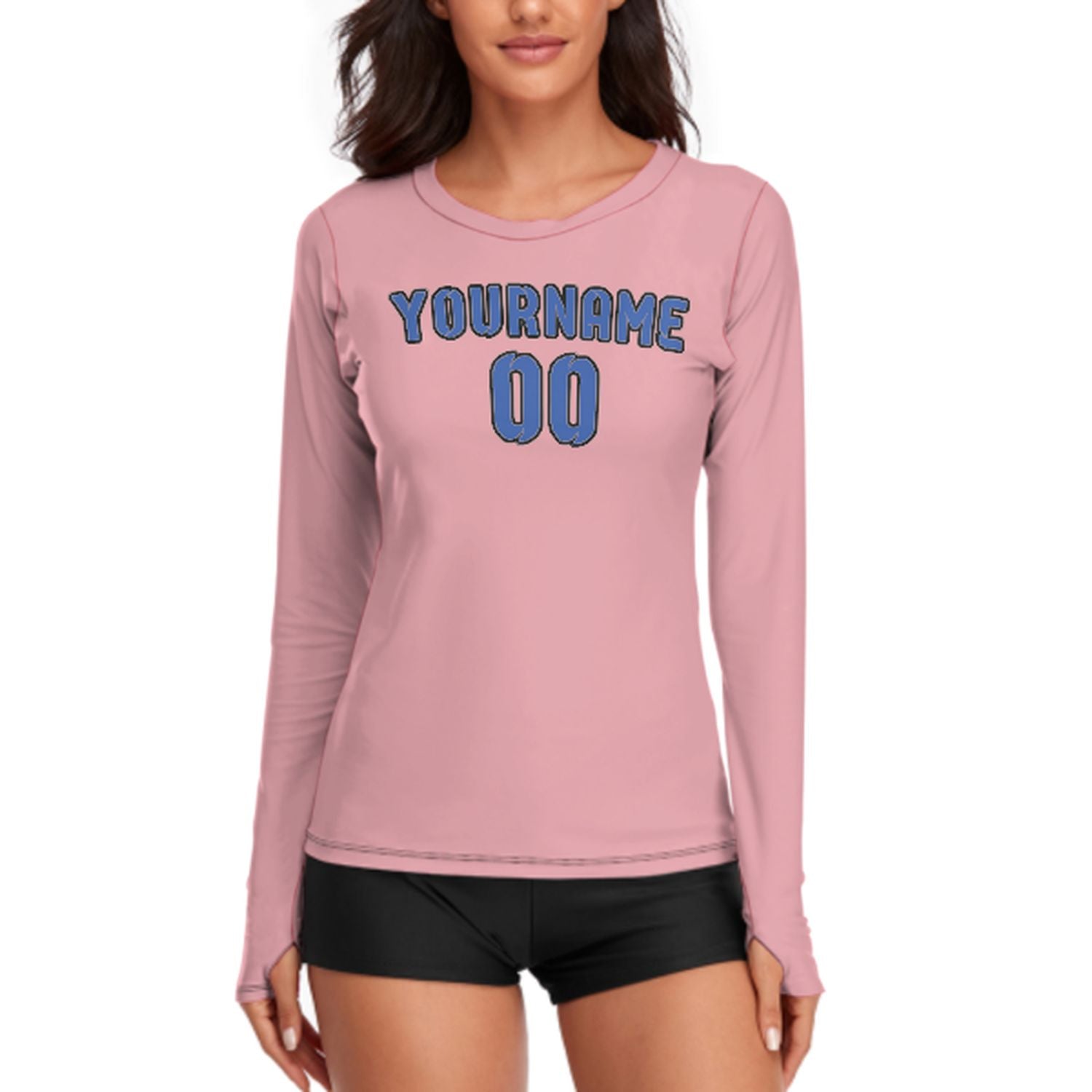 Maßgeschneidertes Rosa Himmelblau Damen Langarmshirt