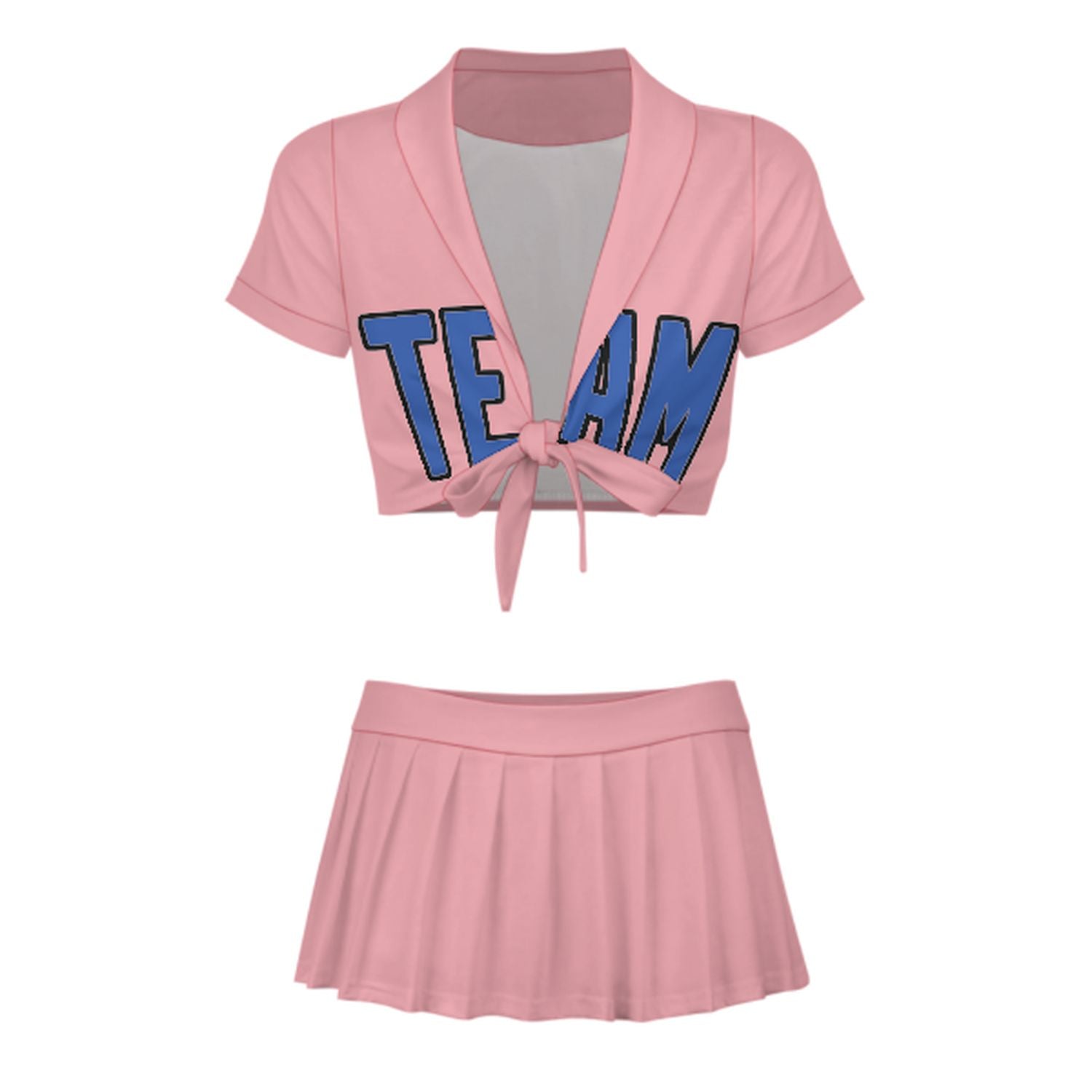 Maßgeschneidertes Rosa Himmelblau Cheerleader Outfit Set
