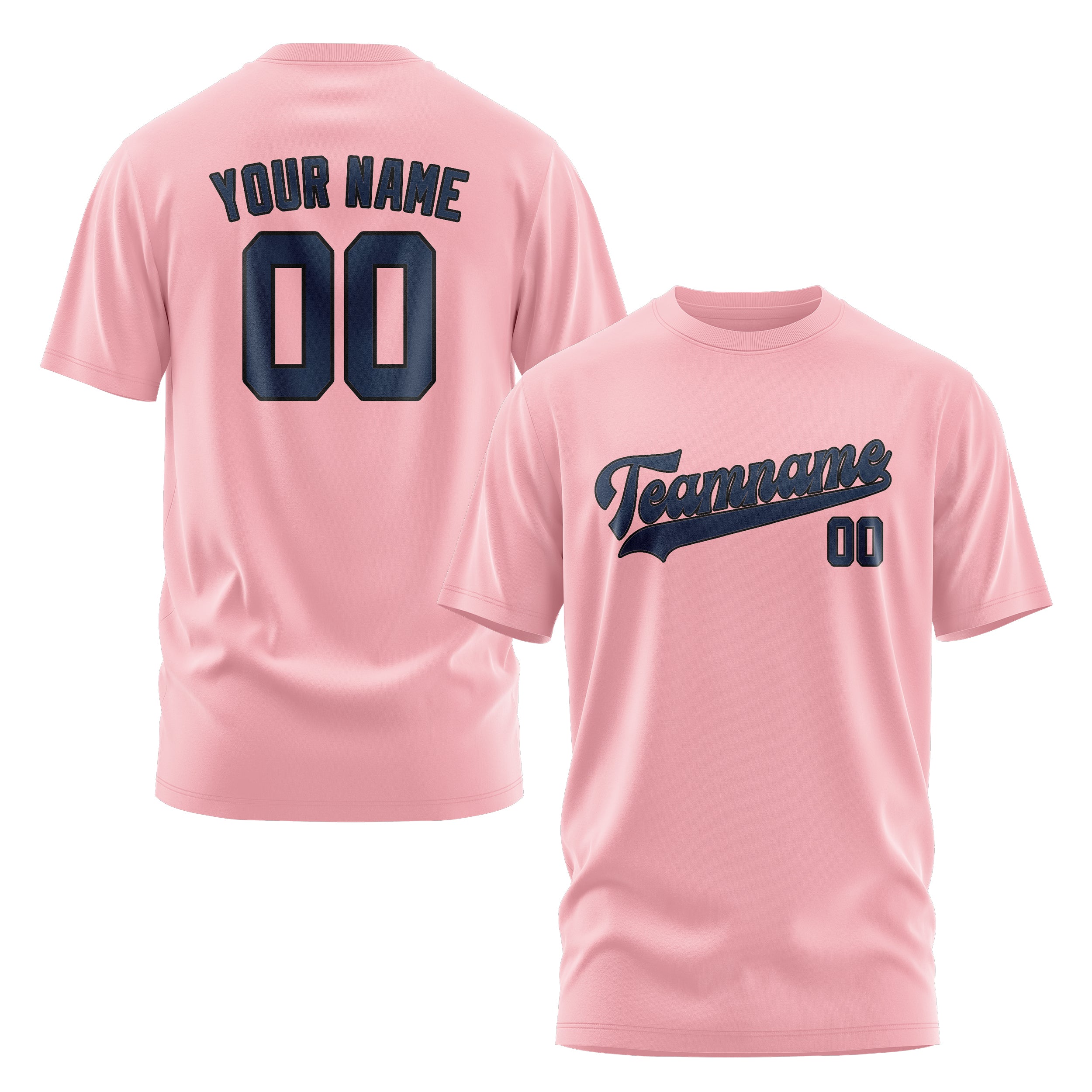 Maßgeschneidertes Rosa Marineblau T-Shirt