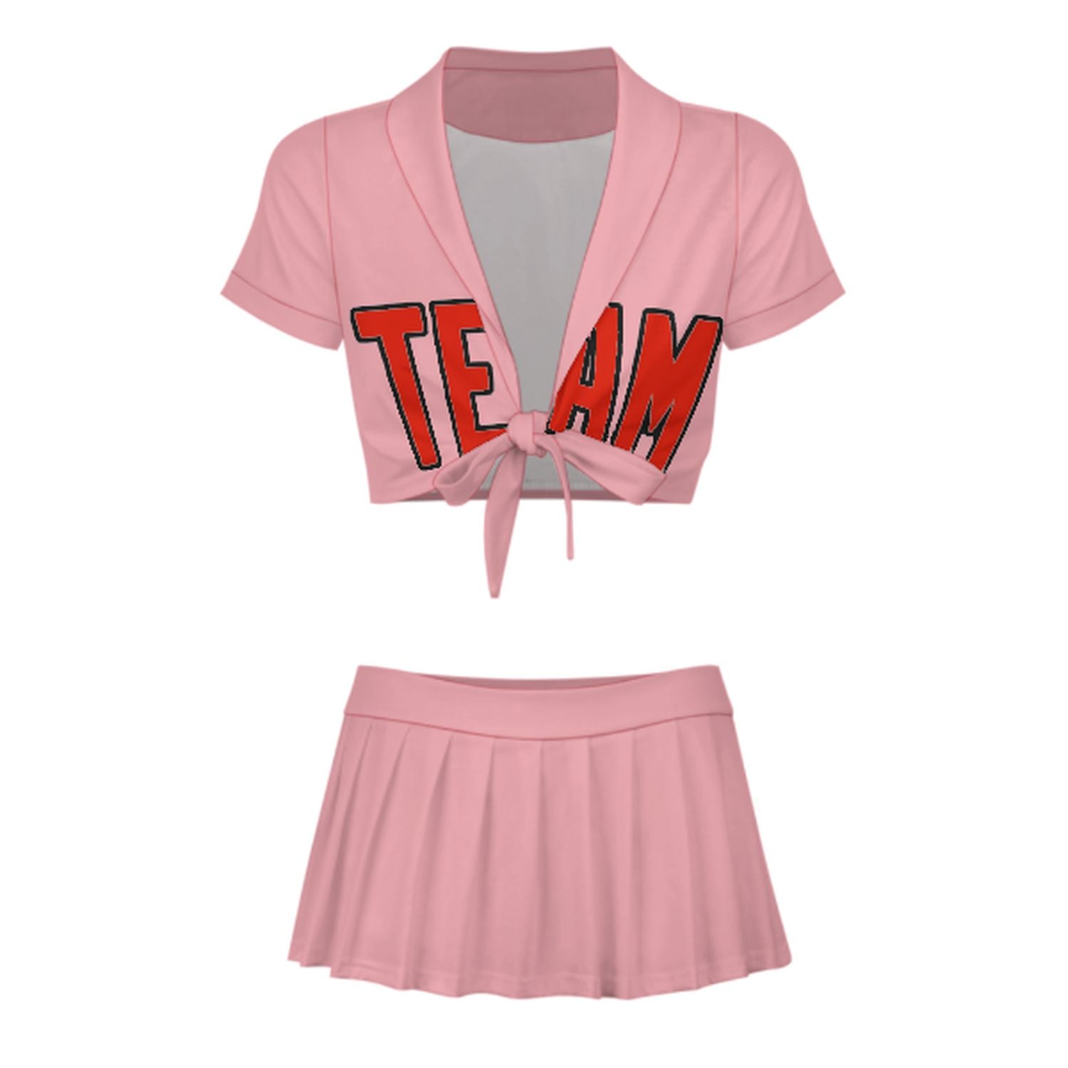 Maßgeschneidertes Rosa Orangerot Cheerleader Outfit Set