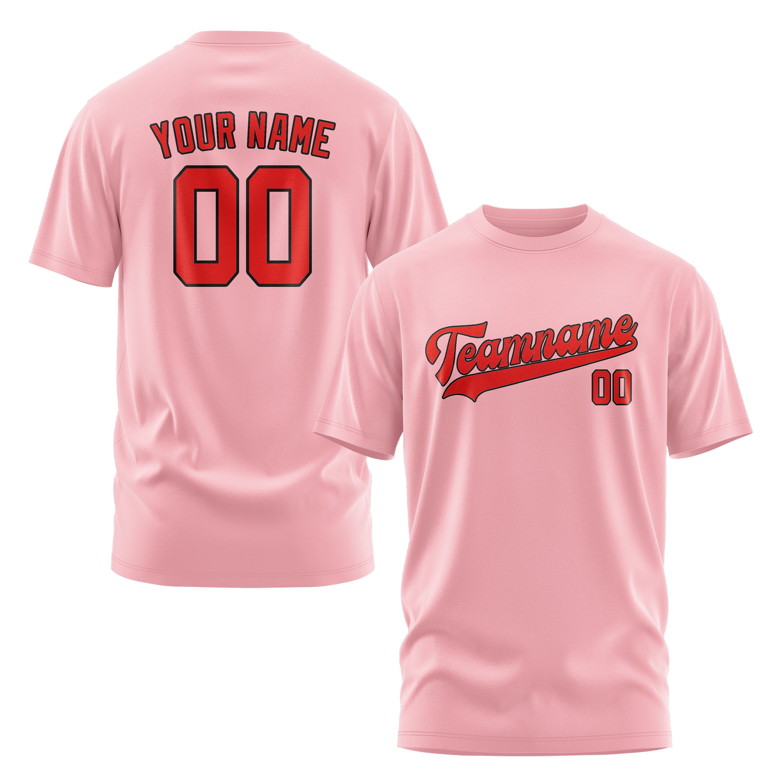 Maßgeschneidertes Rosa Orangerot T-Shirt